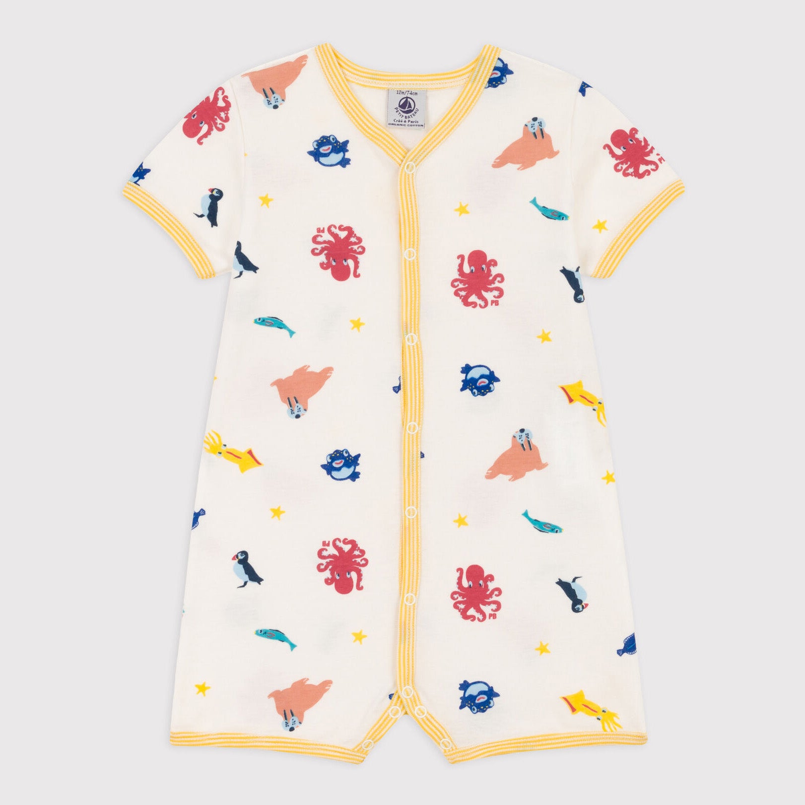 Baby Boys & Girls White Printed Cotton Babysuit