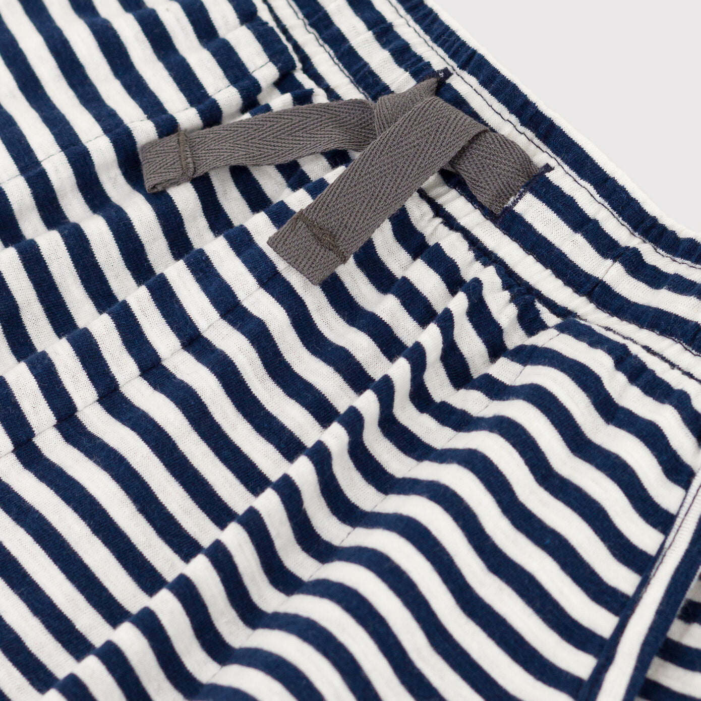 Girls Navy Stripes Cotton Shorts