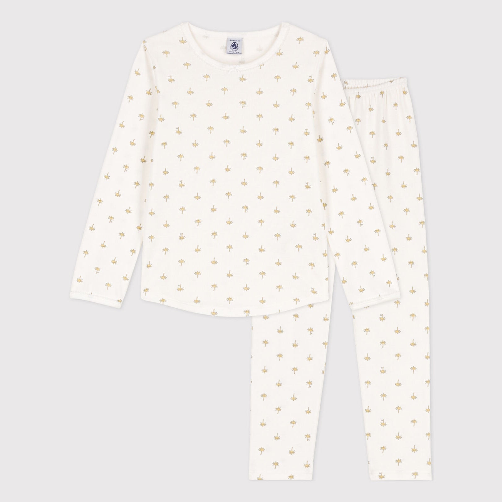 Girls White Printed Cotton Nightwear Set