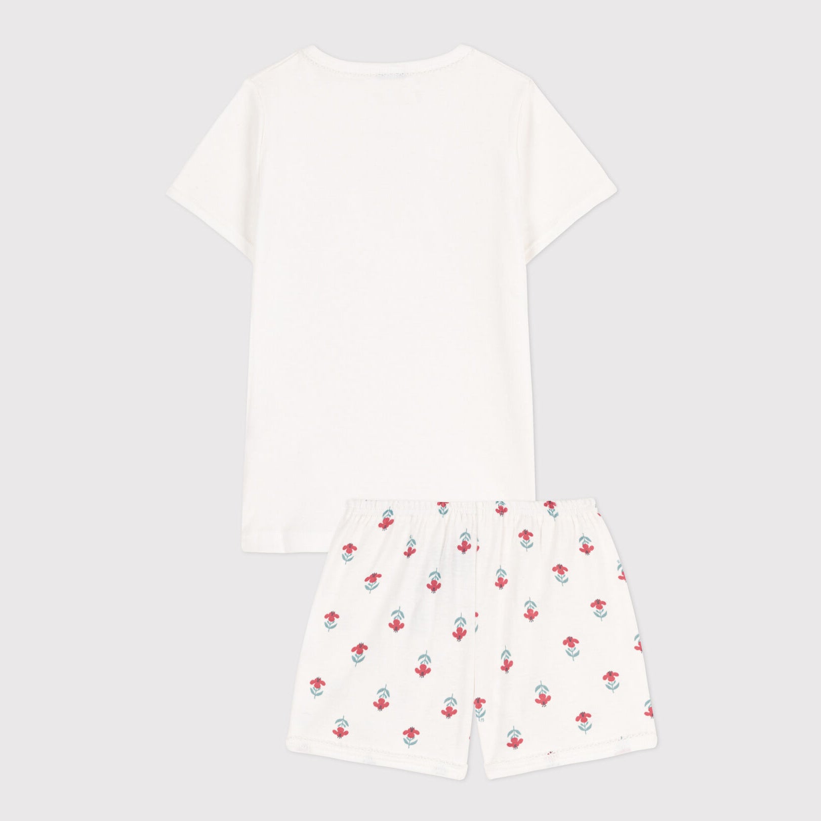 Girls White Printed Cotton Nightwear Set