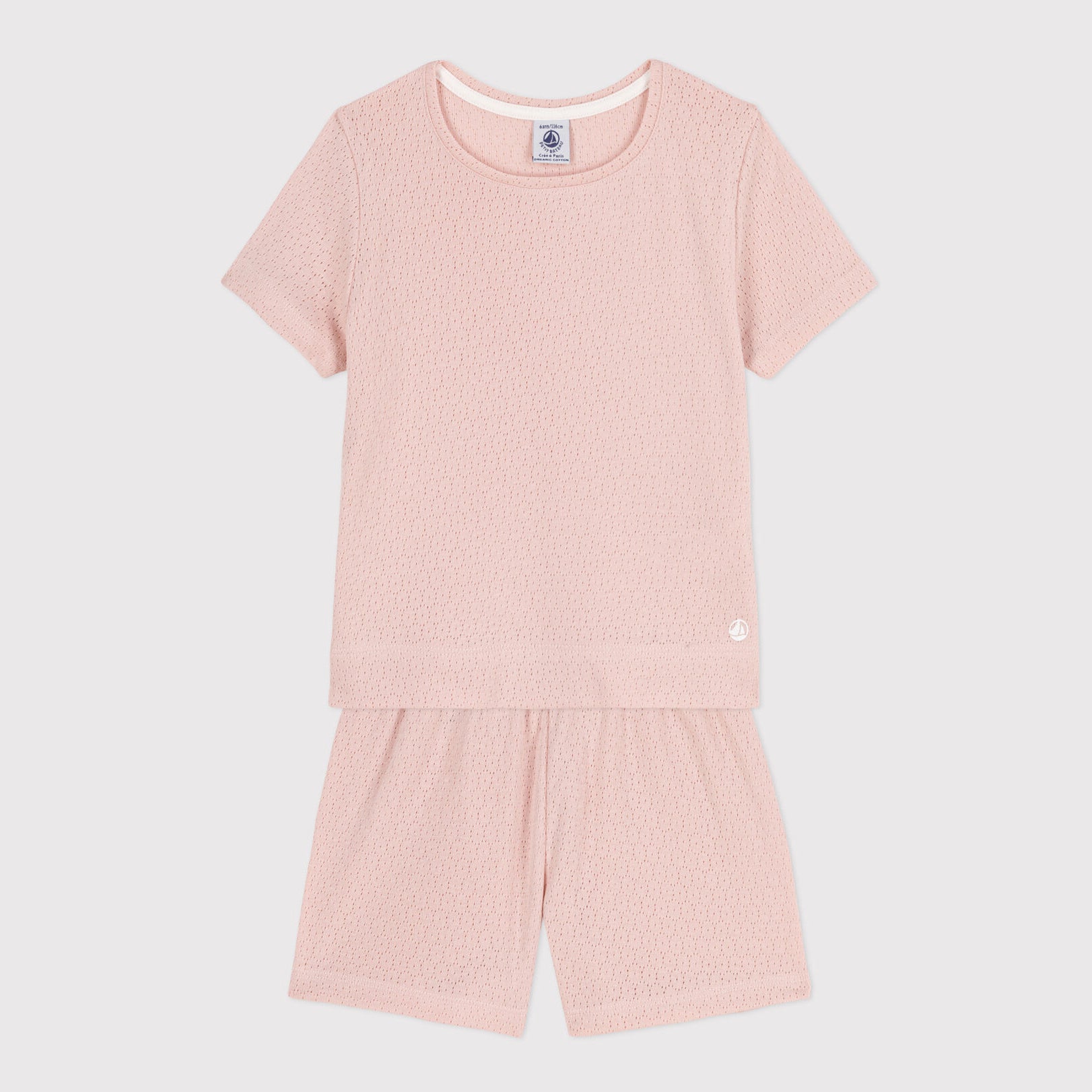 Girls Pink Hollow Cotton Nightwear Set