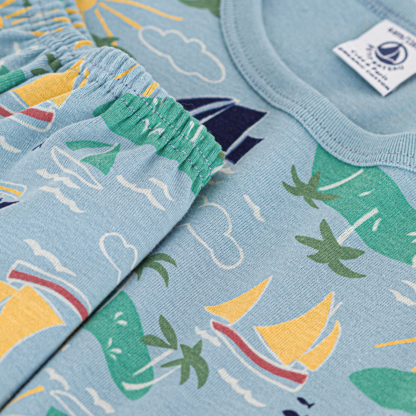 Boys Blue Printed Cotton Nightwear Set