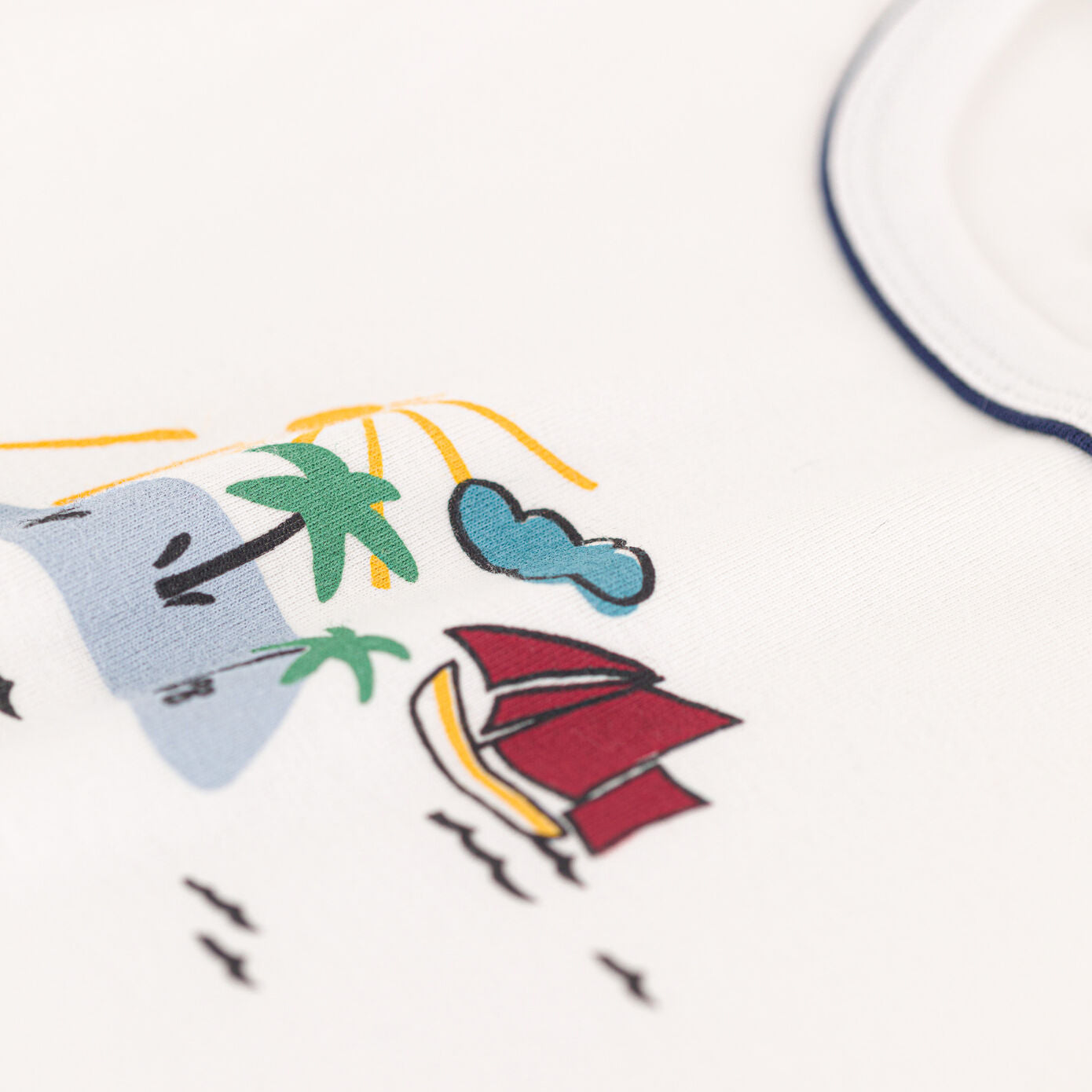 Boys White Printed Cotton Set