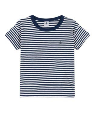 Boys Navy Stripes Cotton T-Shirt