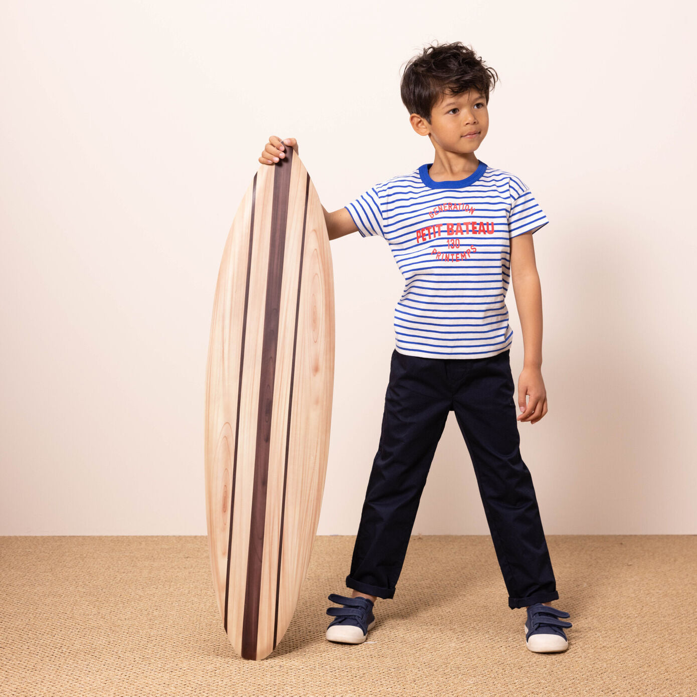Boys Blue Stripes Cotton T-Shirt
