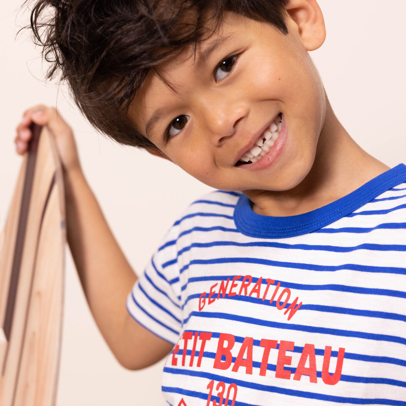 Boys Blue Stripes Cotton T-Shirt