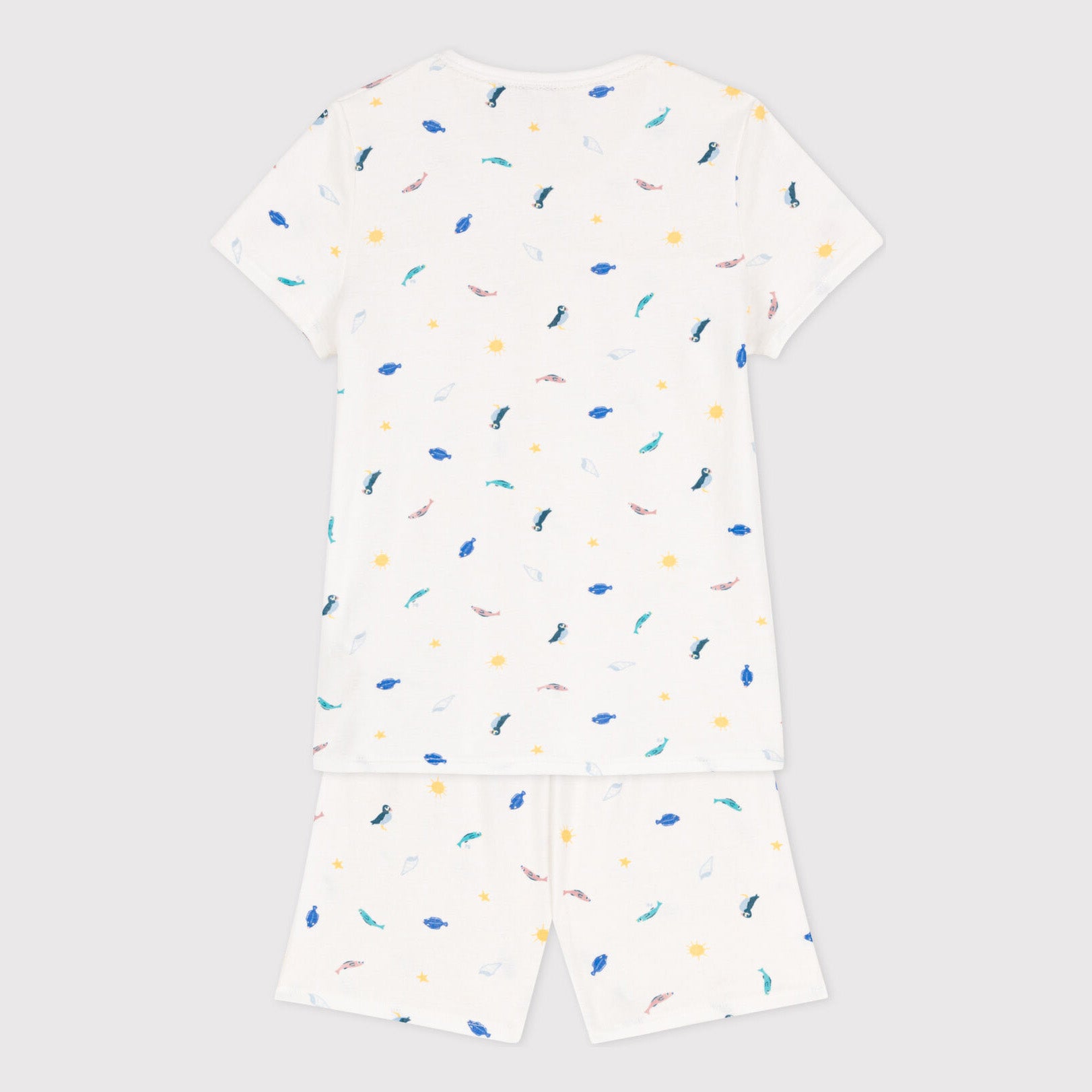 Girls White Printed Cotton Nightwear Set
