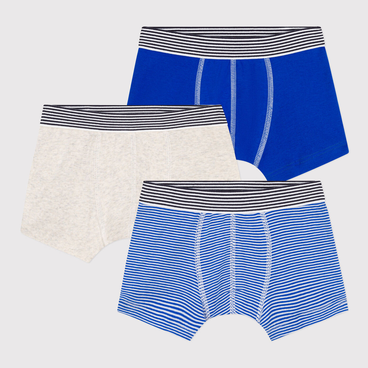 Boys Blue Stripes Cotton Underwear Set(3 Pack)