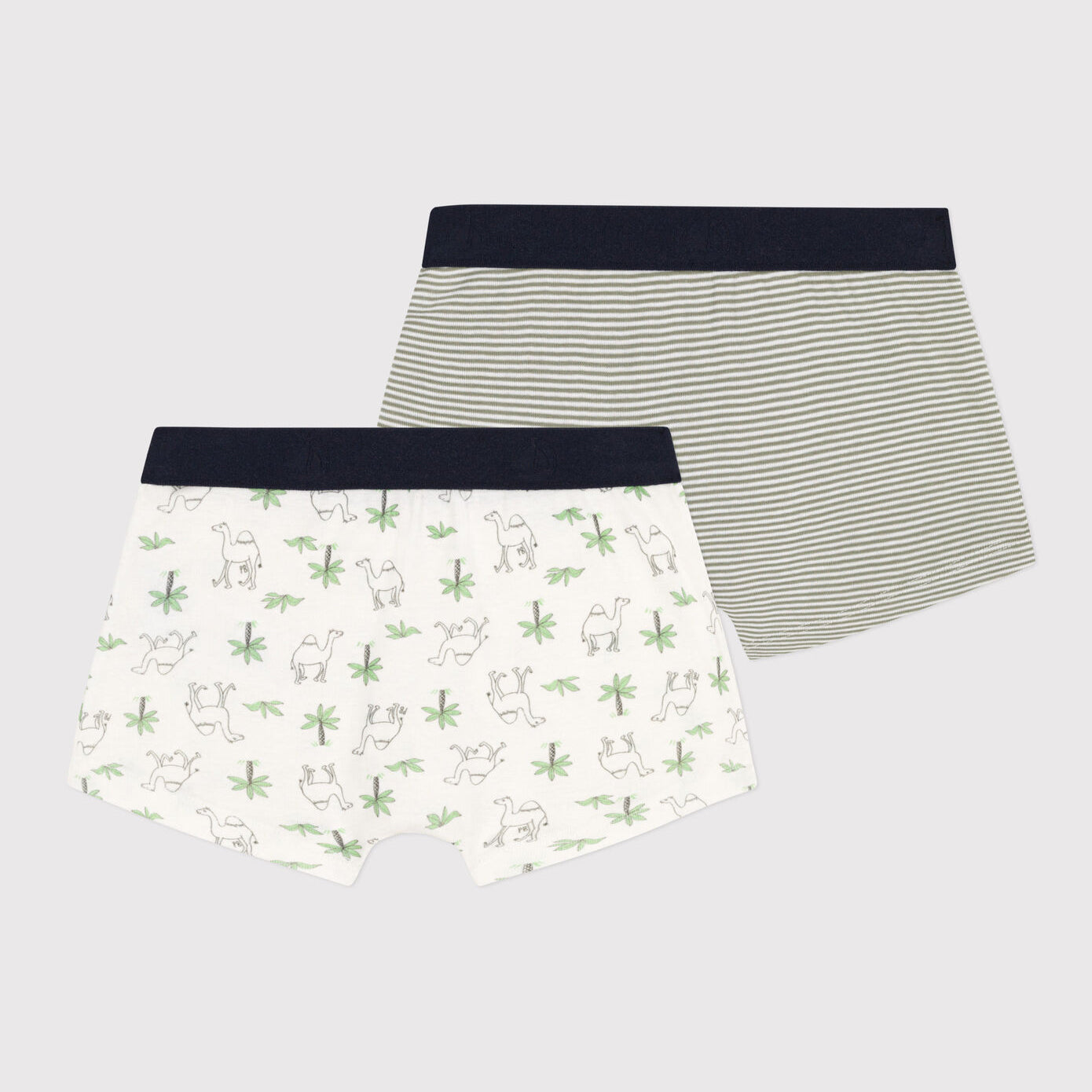 Boys White Printed Cotton Underwear Set(2 Pack)