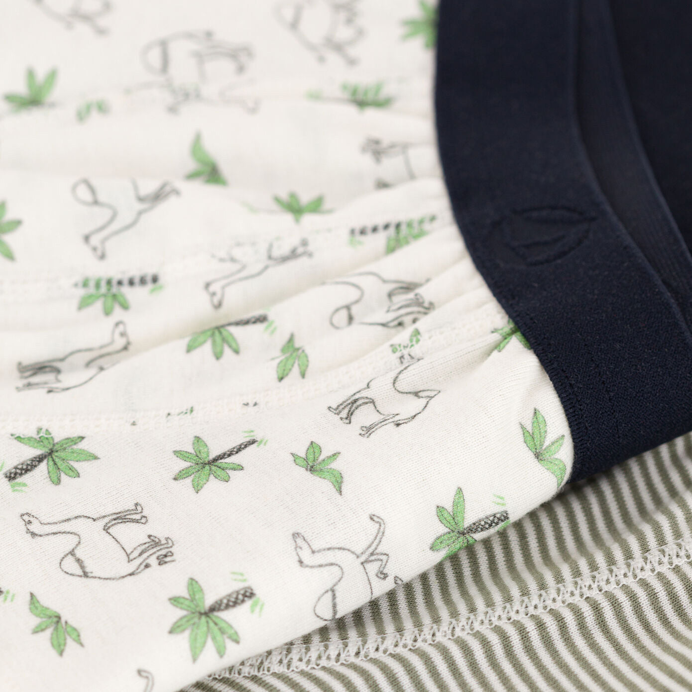 Boys White Printed Cotton Underwear Set(2 Pack)