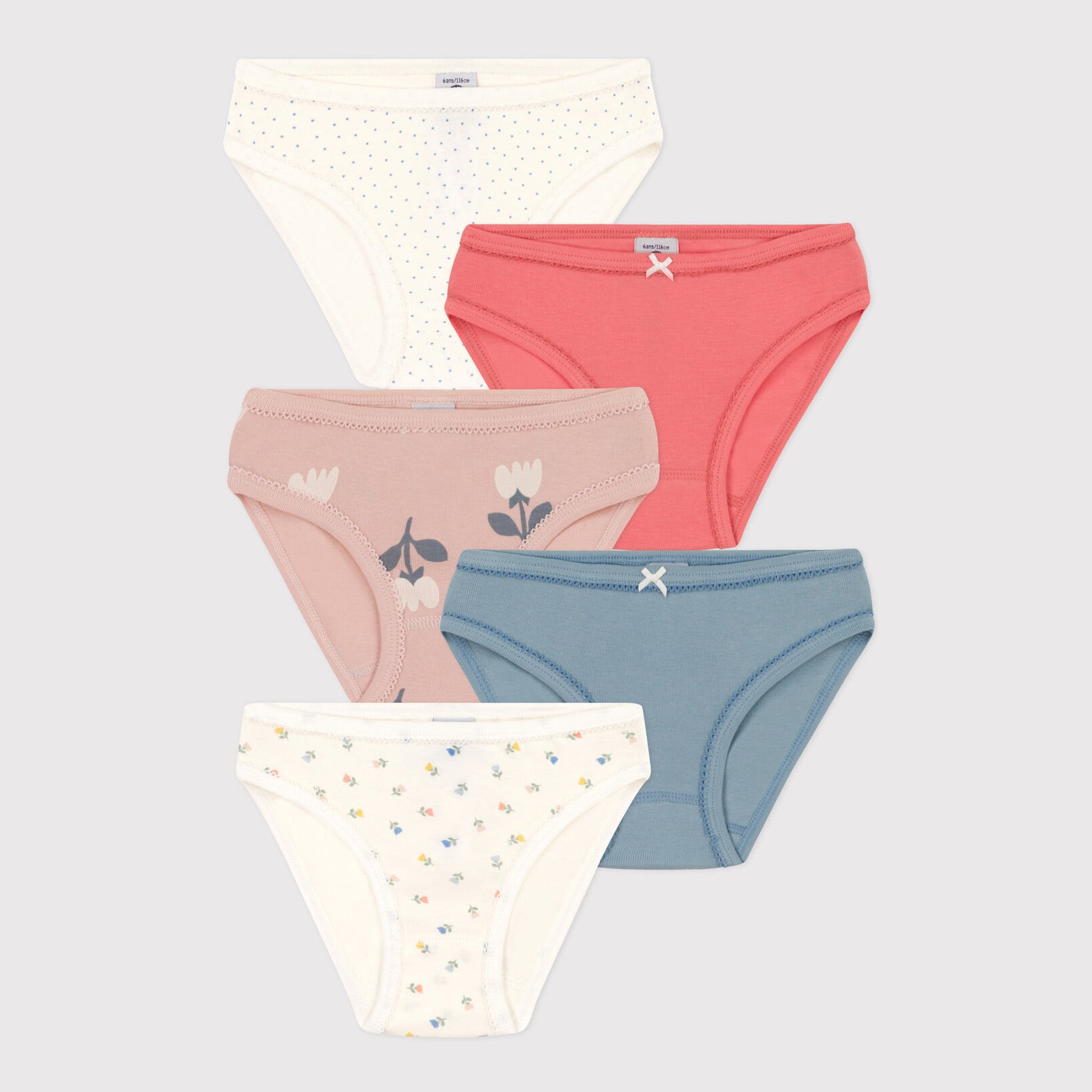 Girls Multicolor Cotton Underwear Set(5 Pack)