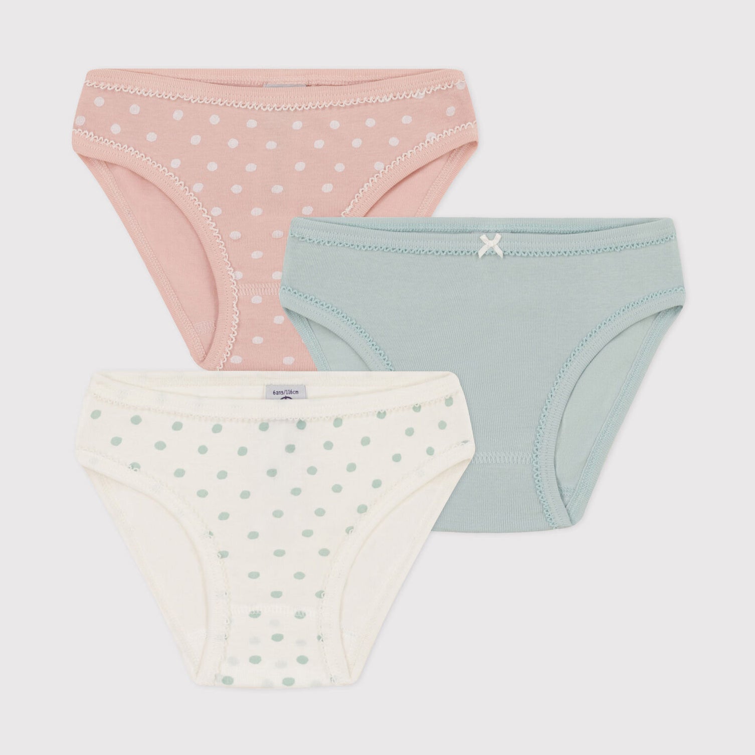 Girls Multicolor Dots Cotton Underwear Set(3 Pack)
