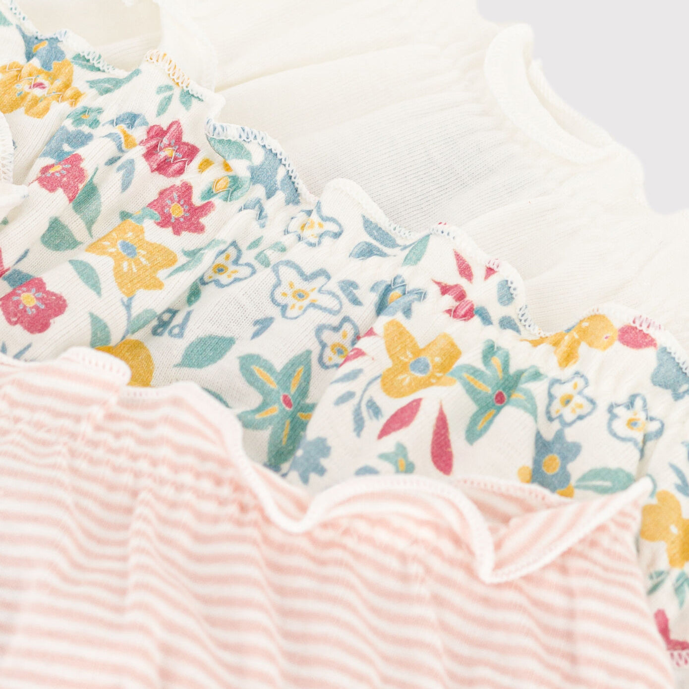 Girls Multicolor Floral Cotton Underwear Set(3 Pack)