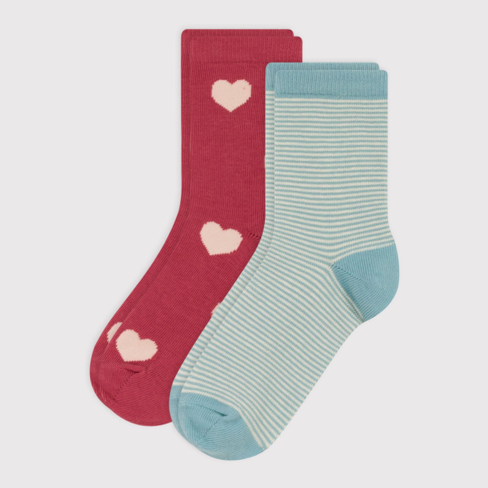 Girls Blue Stripes Cotton Socks(2 Pack)