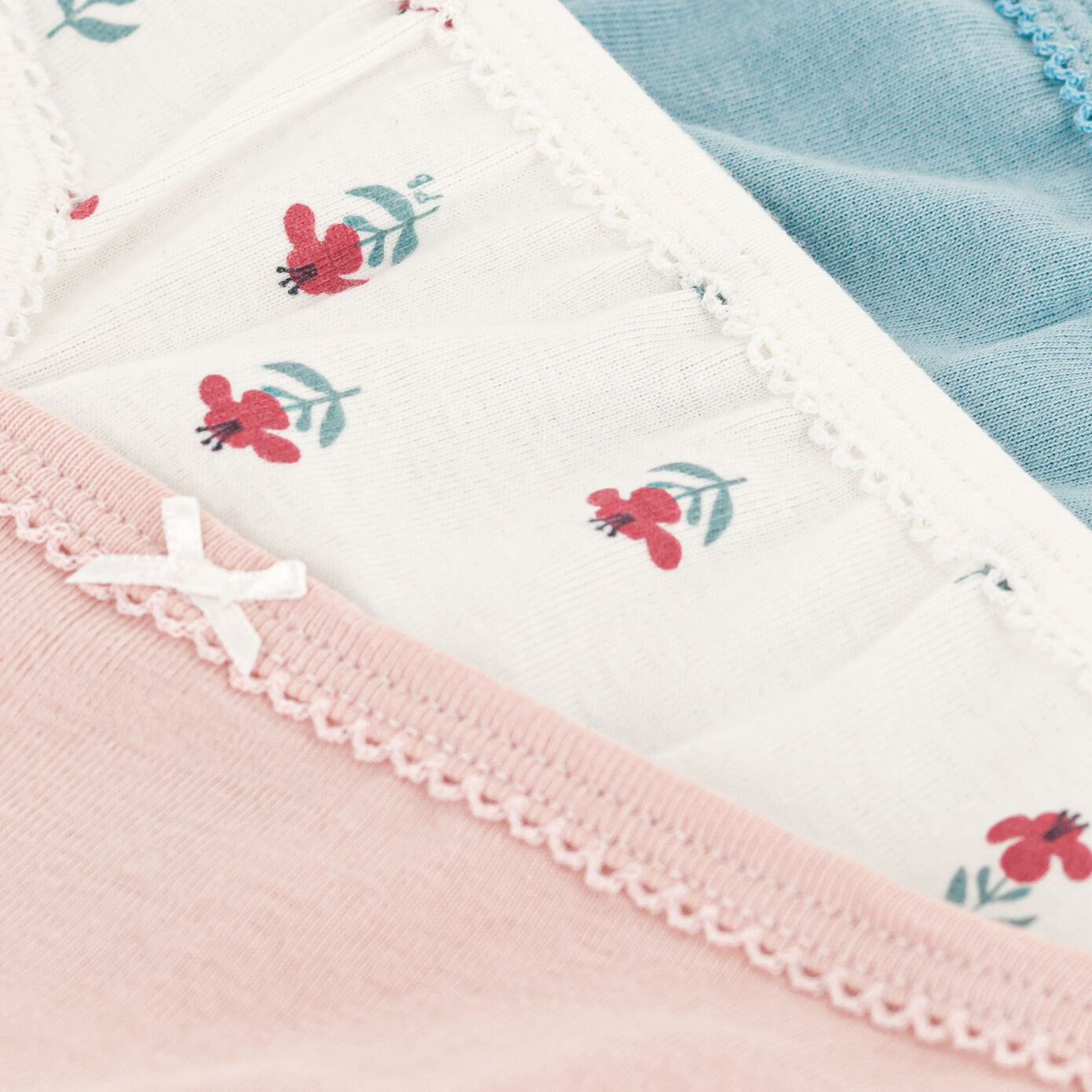 Girls Multicolor Floral Cotton Underwear Set(3 Pack)