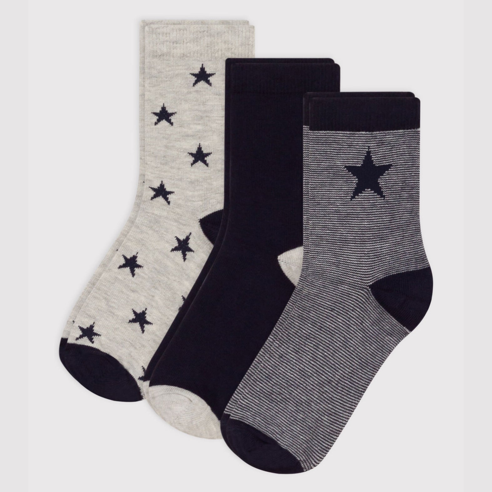 Boys Black Stars Cotton Socks