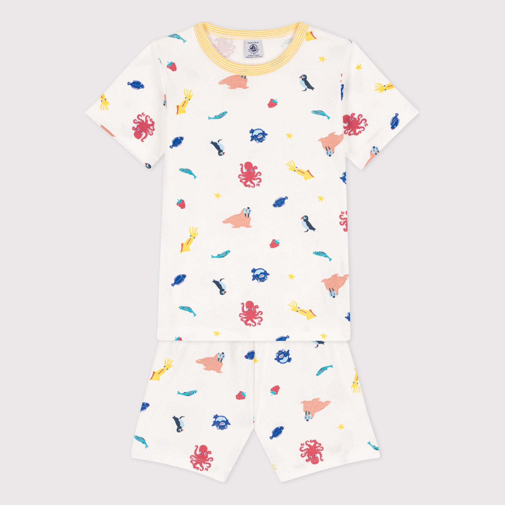 Boys White Printed Cotton Nightwear Set