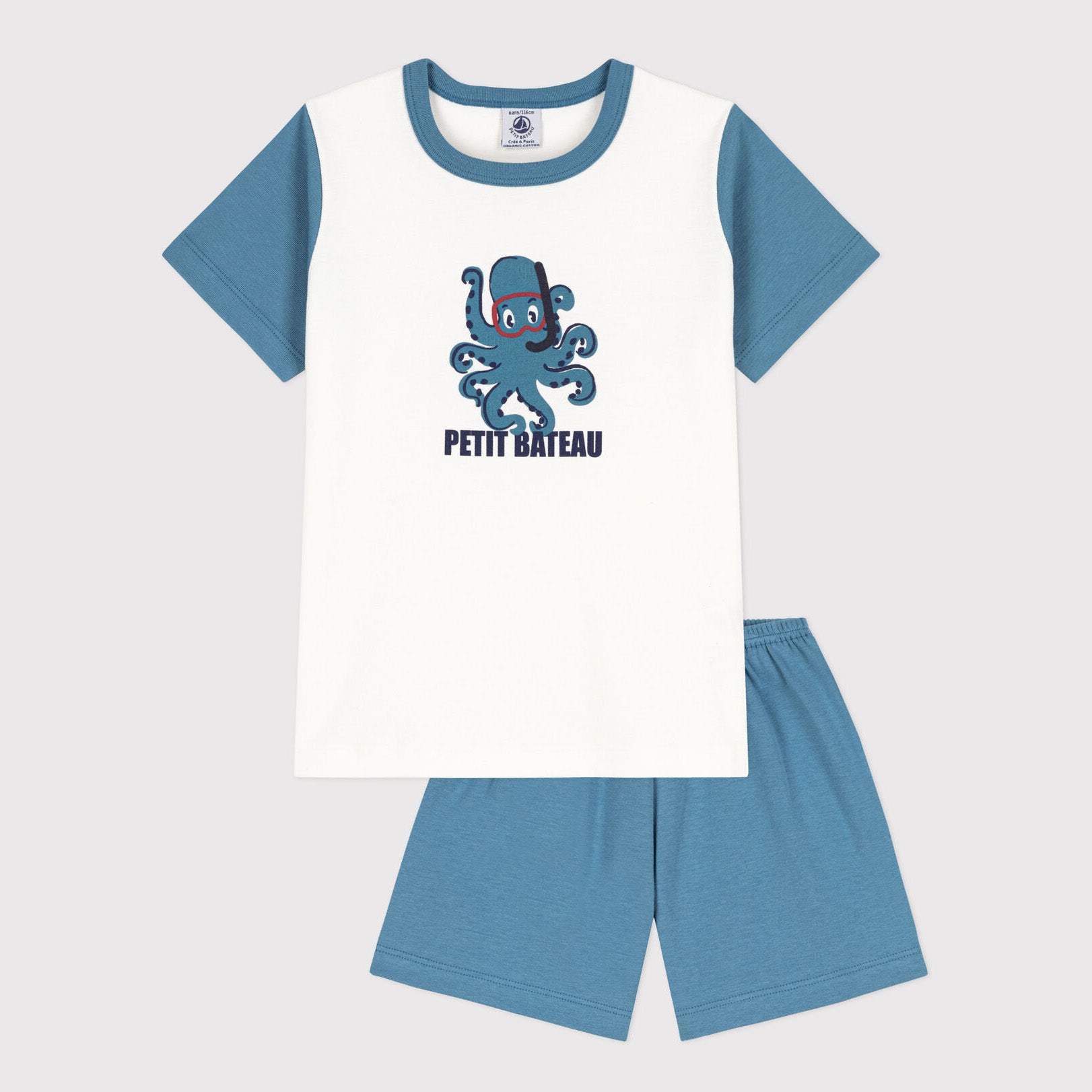 Boys Blue Printed Cotton Nightwear Set