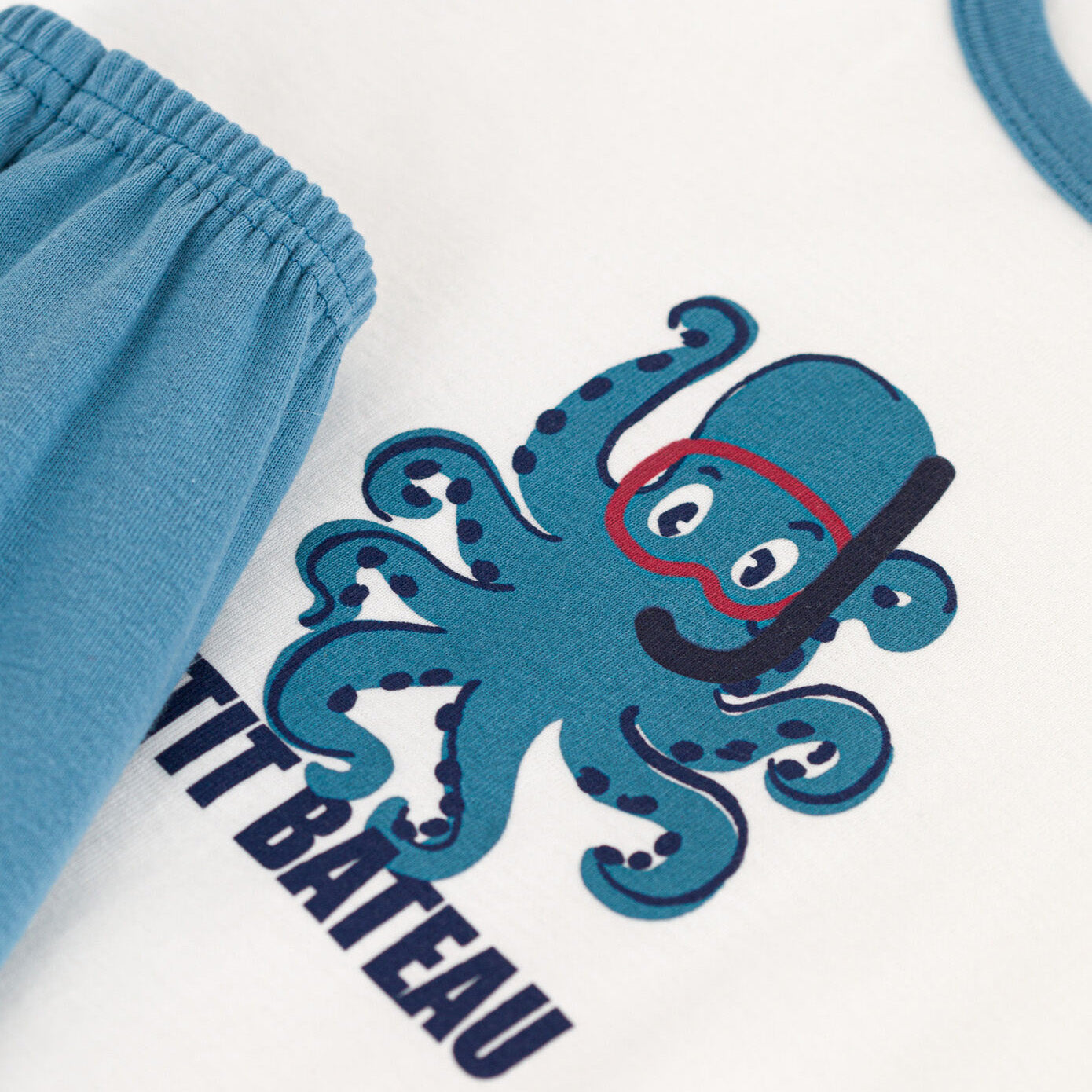 Boys Blue Printed Cotton Nightwear Set