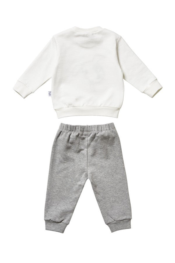 Baby Boys Milk White Top & Grey Bottom Two Piece Set - CÉMAROSE | Children's Fashion Store - 2