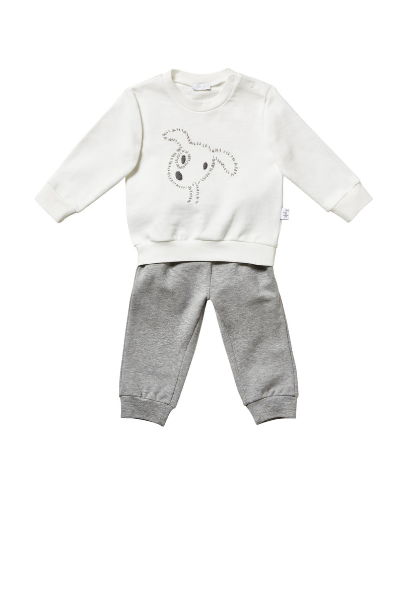 Baby Boys Milk White Top & Grey Bottom Two Piece Set - CÉMAROSE | Children's Fashion Store - 1