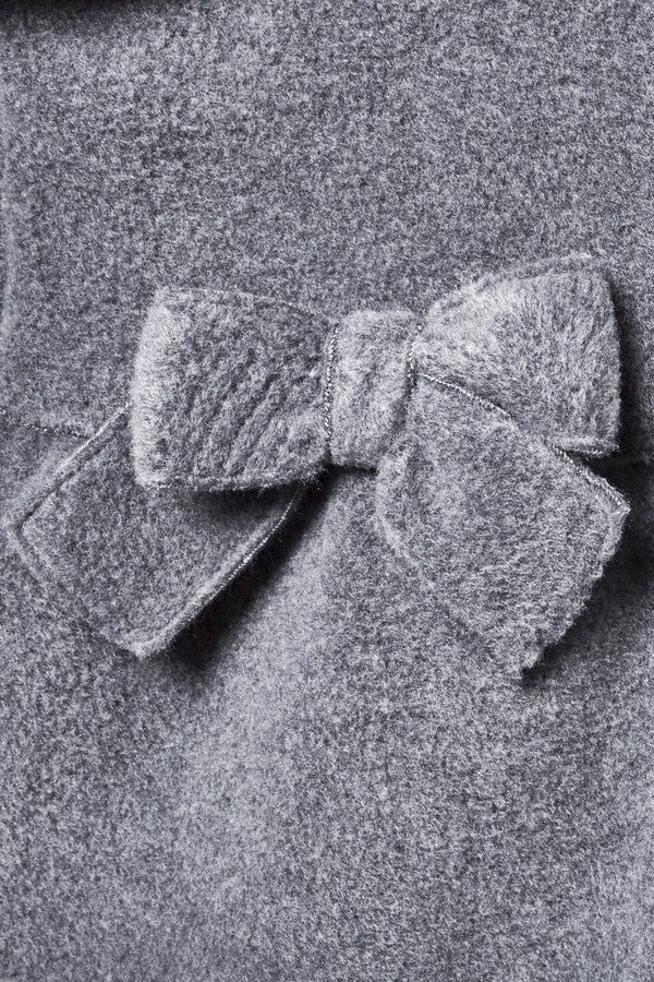 Girls Grey Bow Trims Jacket With Peter Pan Collar - CÉMAROSE | Children's Fashion Store - 4