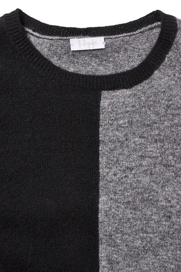 Boys Grey & Navy Blue Wool Sweater - CÉMAROSE | Children's Fashion Store - 3