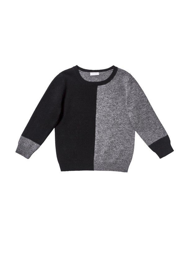 Boys Grey & Navy Blue Wool Sweater - CÉMAROSE | Children's Fashion Store - 1