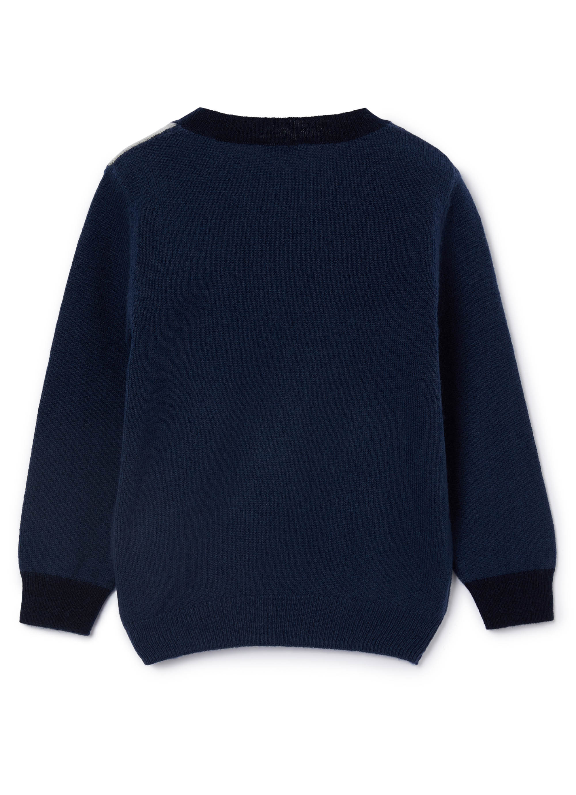Boys Ocean Blue Stripe Virgin Wool Jumper