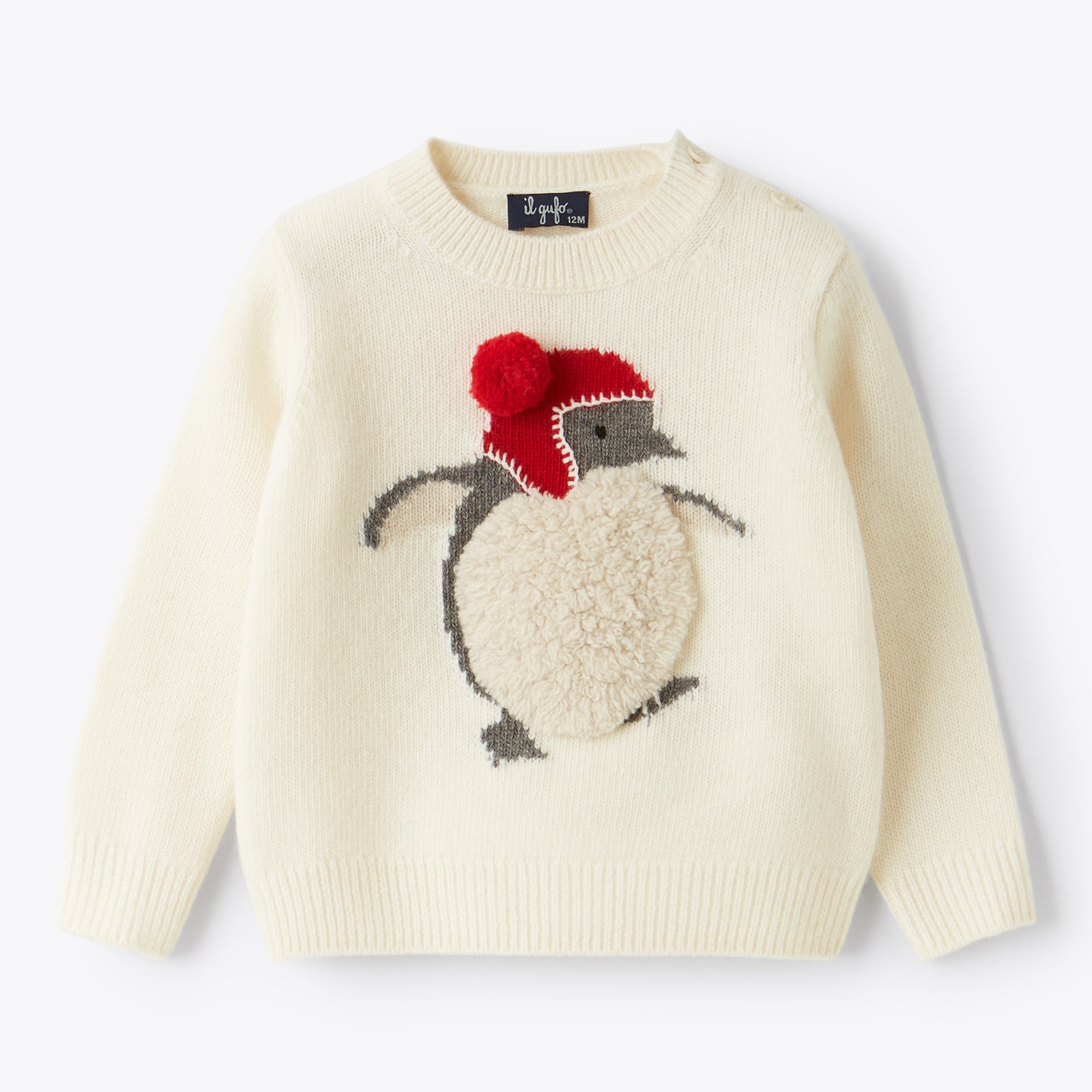 Boys & Girls White Penguin Wool Sweater