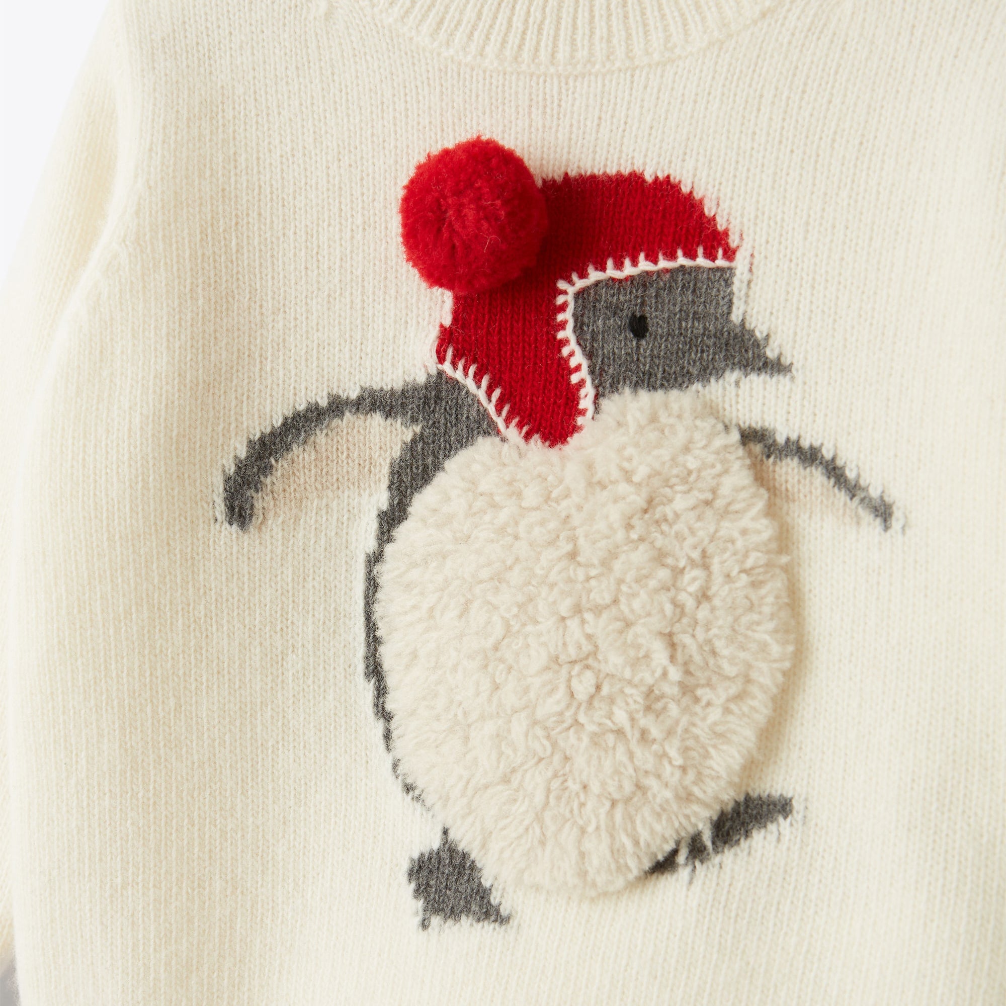 Boys & Girls White Penguin Wool Sweater