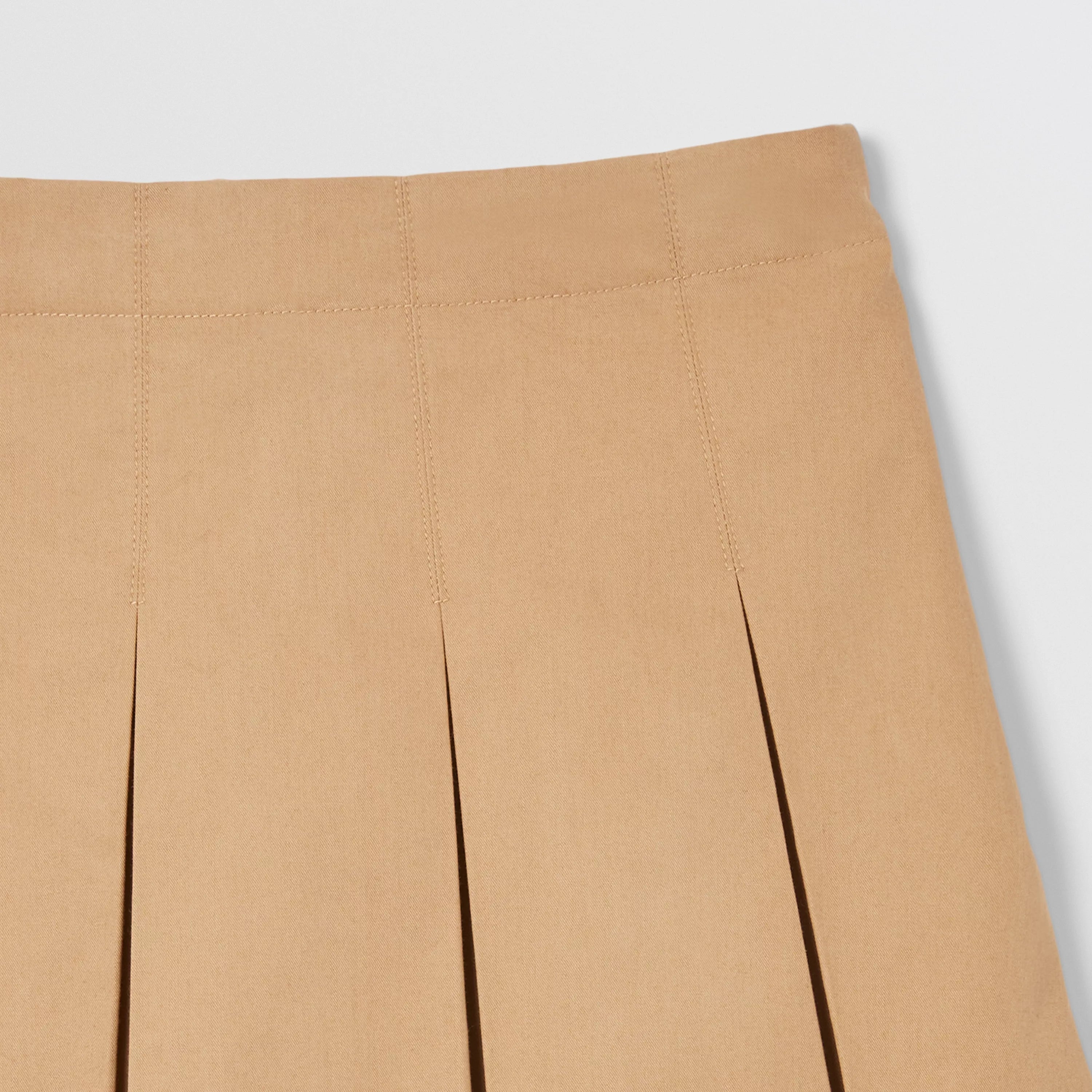 Girls Beige Logo Pleated Skirt