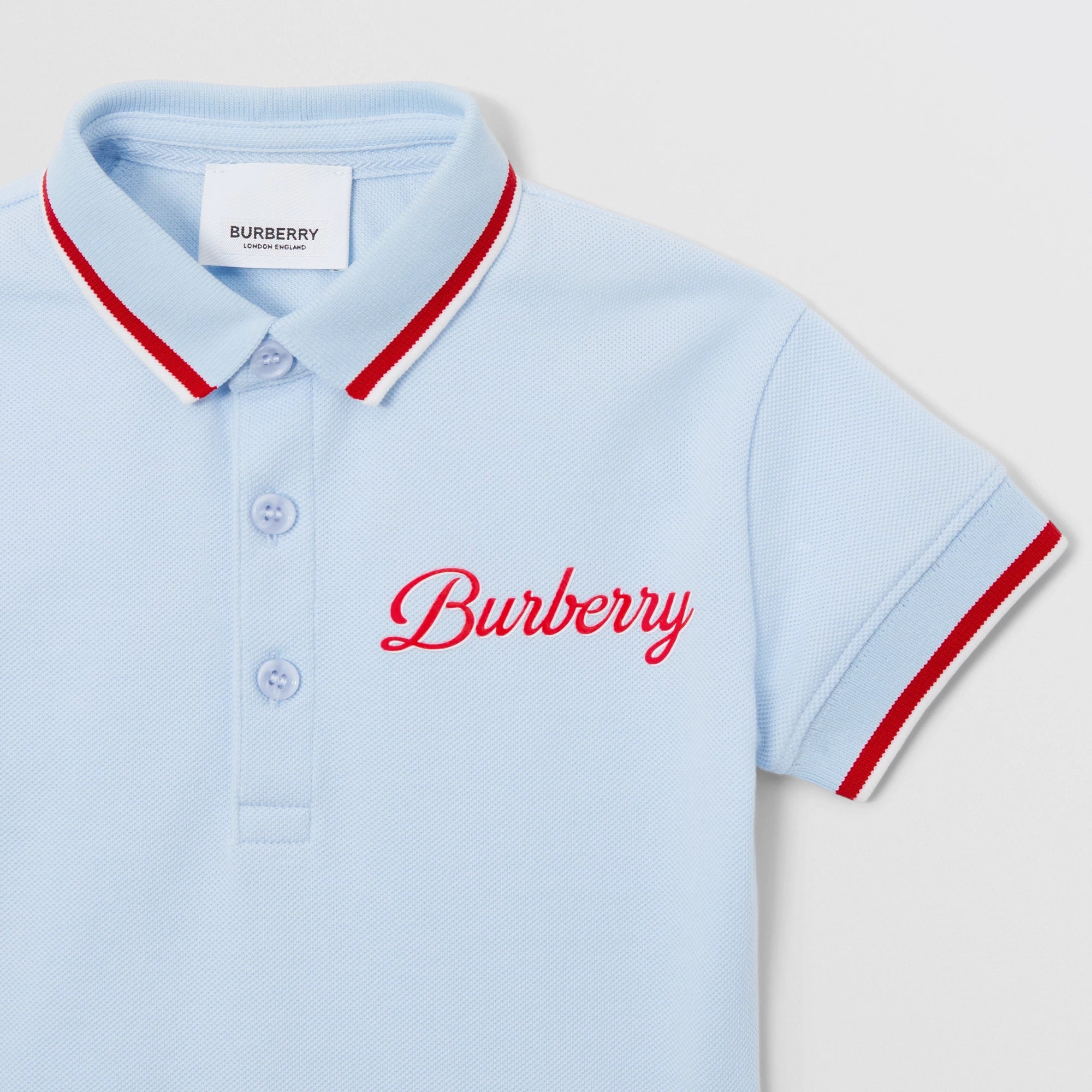 Baby Boys Light Blue Logo Cotton Polo Shirt