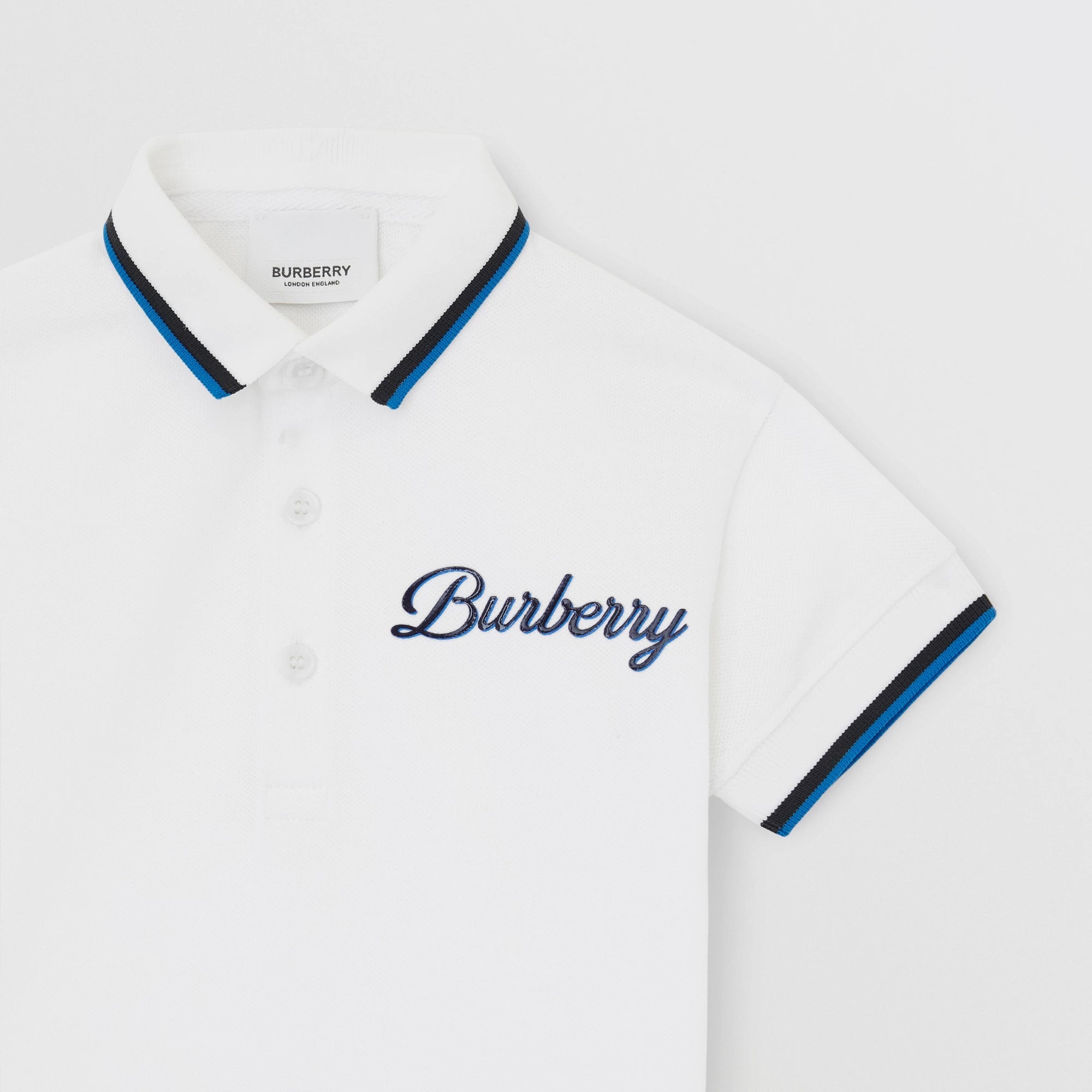 Baby Boys White Logo Cotton Polo Shirt