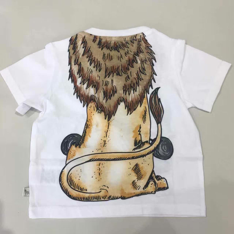 Baby White Lion Printed Cotton 'Chuckle' T-Shirt - CÉMAROSE | Children's Fashion Store - 2