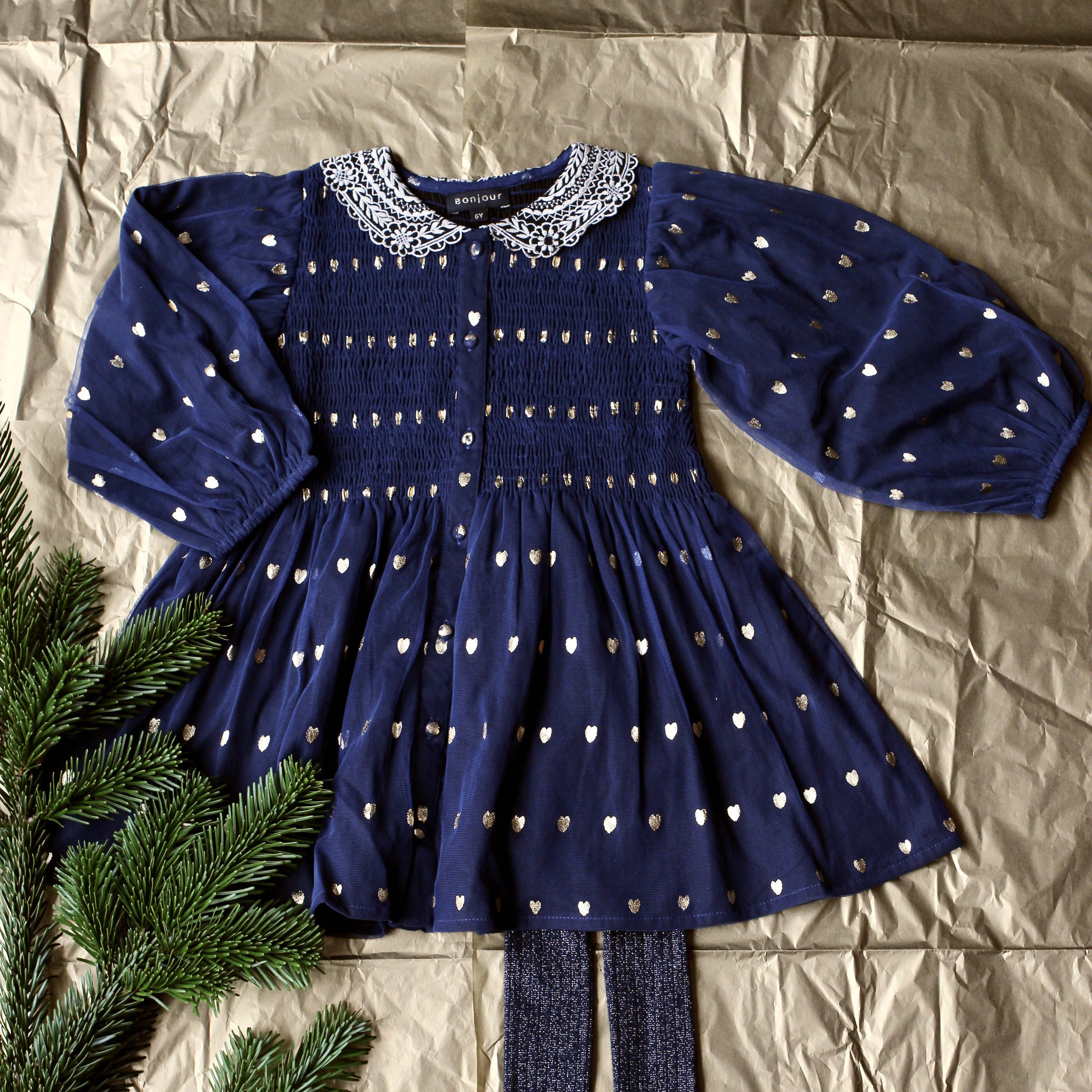Girls Blue Heart Cotton Top
