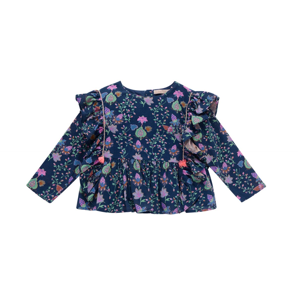 Girls Blue Pine Cone Cotton Blouse