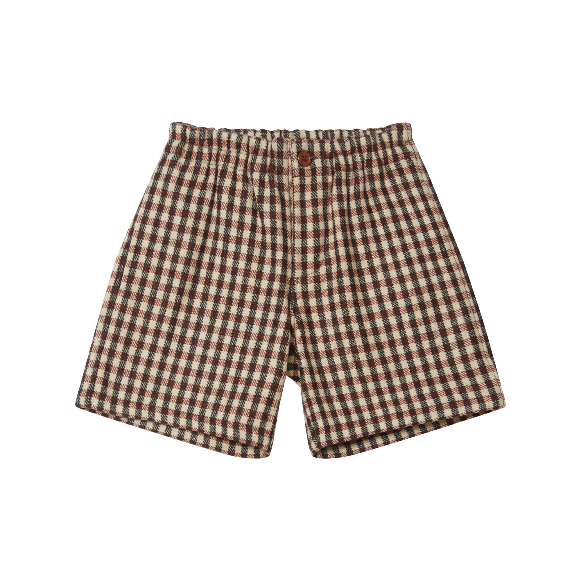 Girls Brown Check Wool Shorts