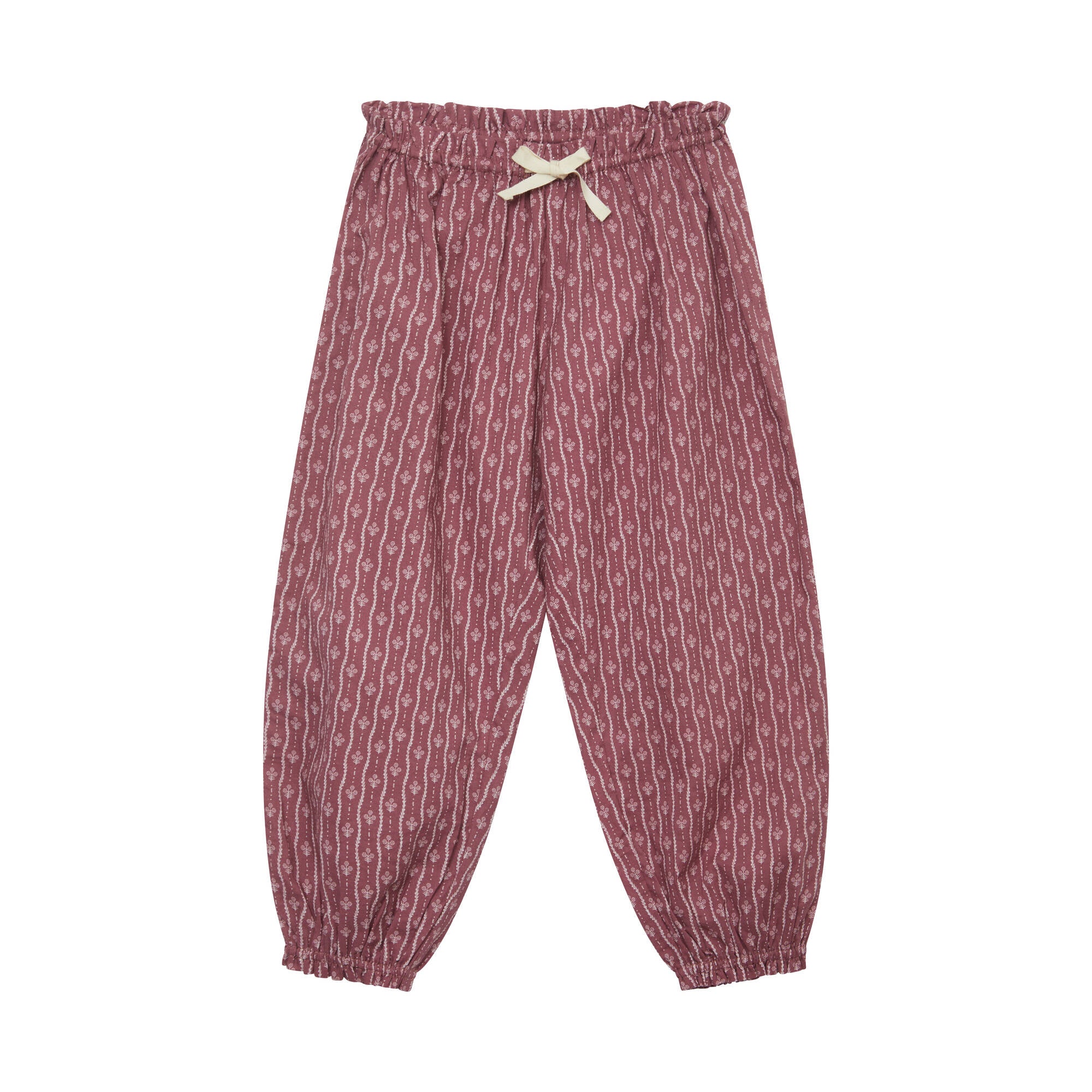 Girls Dark Pink Floral Trousers