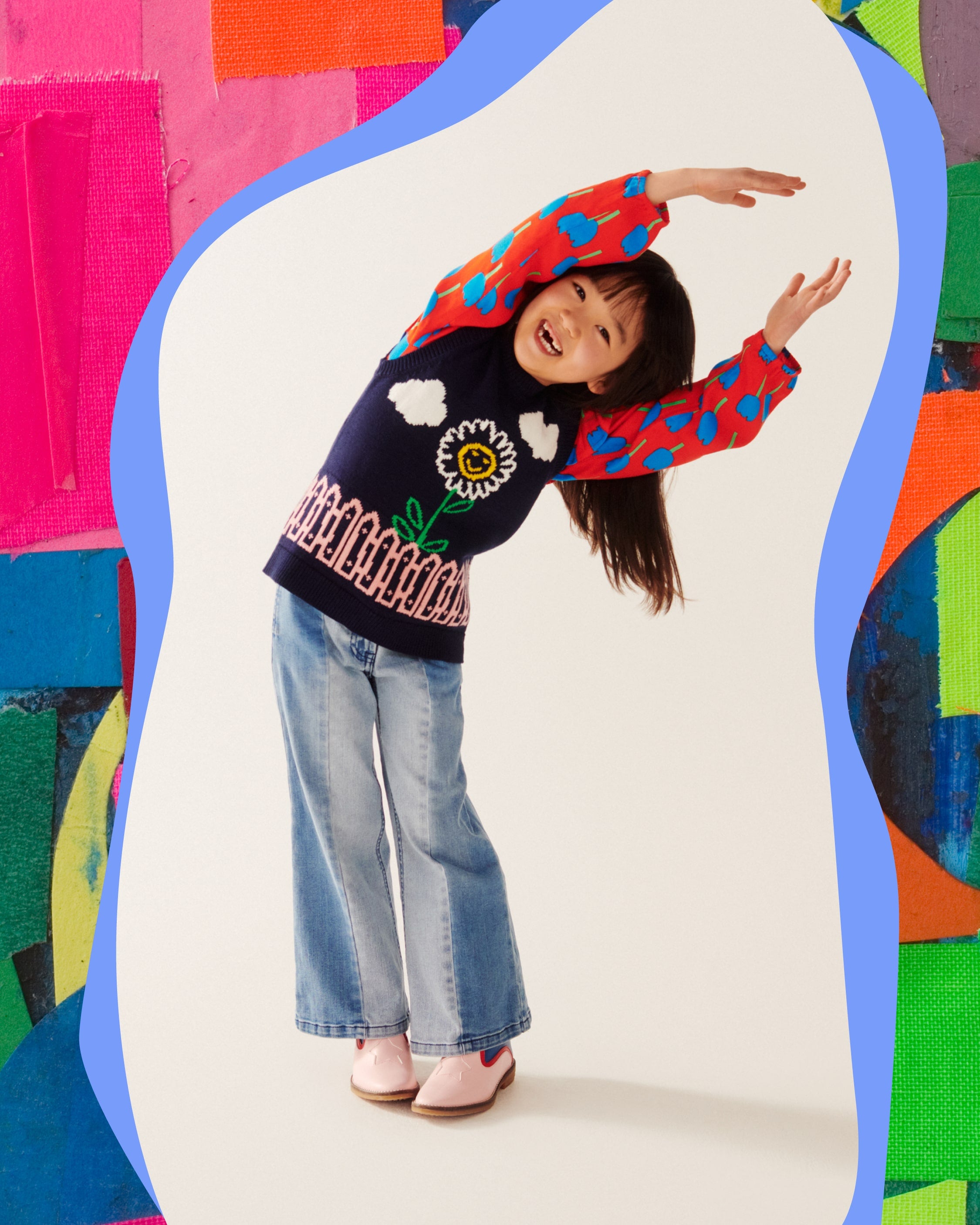 Girls Dark Navy Knit Gilet