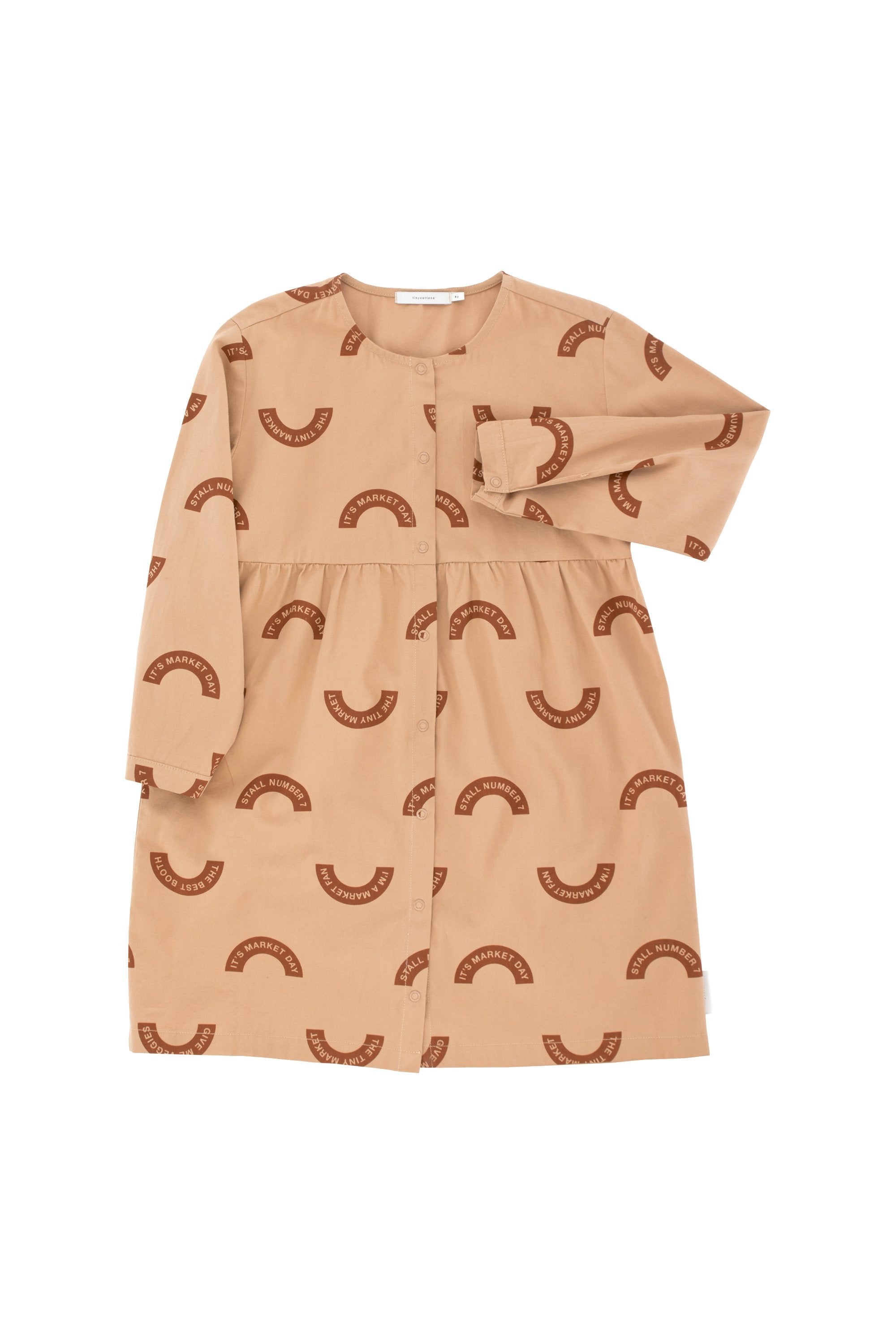 Girls Dark Nude & Brick Cotton Dress