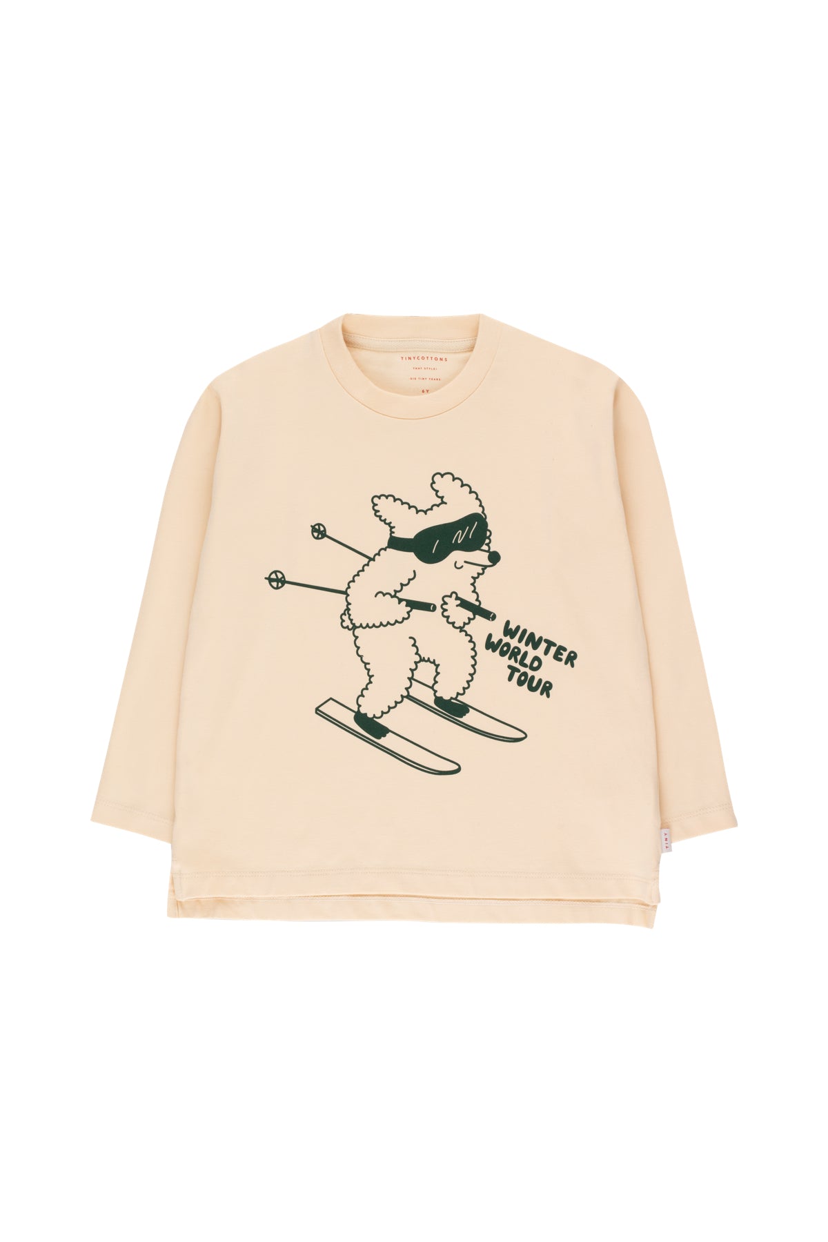 Boys & Girls Cream Skiing Dog Pima Cotton T-Shirt