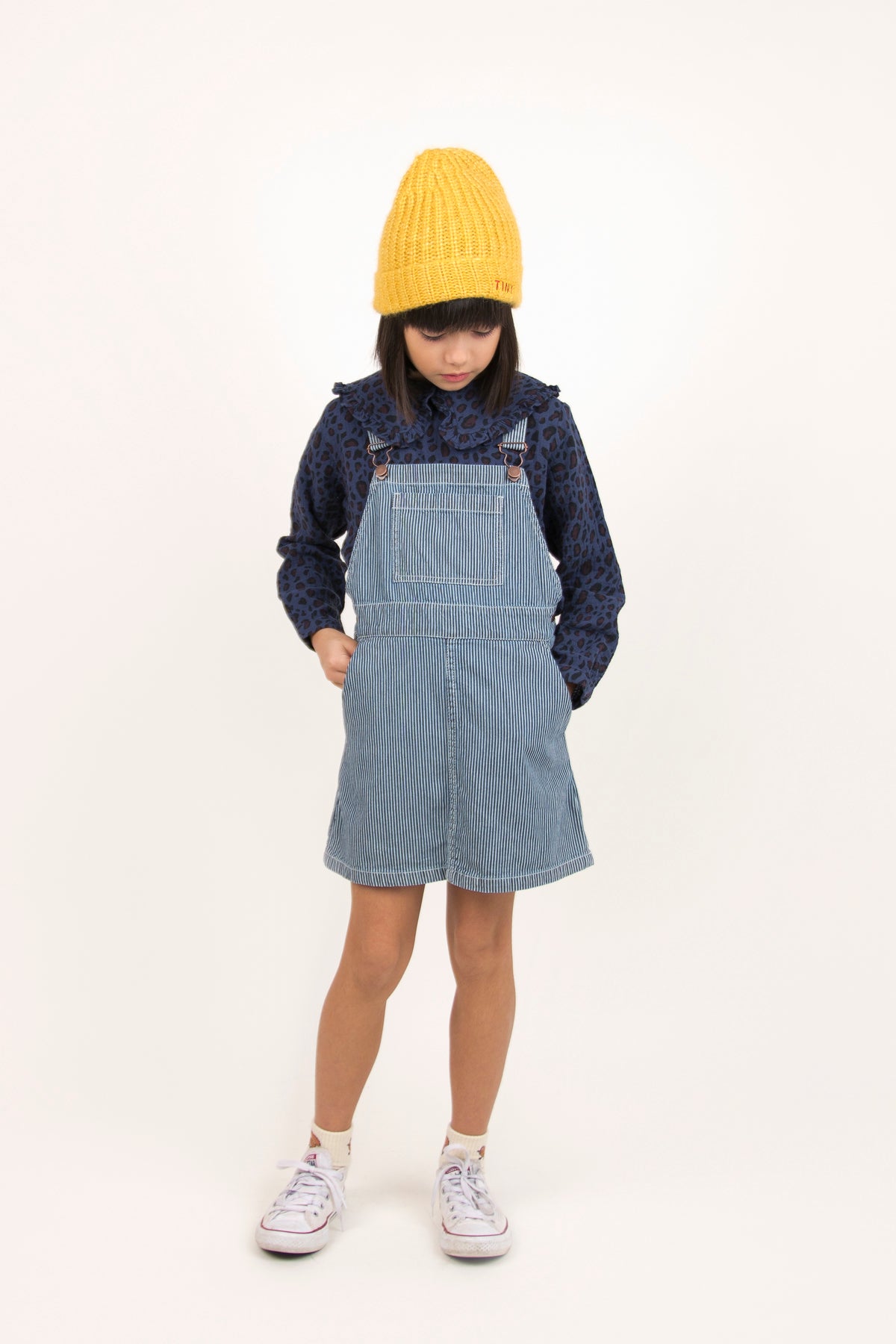 Girls Stripe Denim Cotton Short Dress