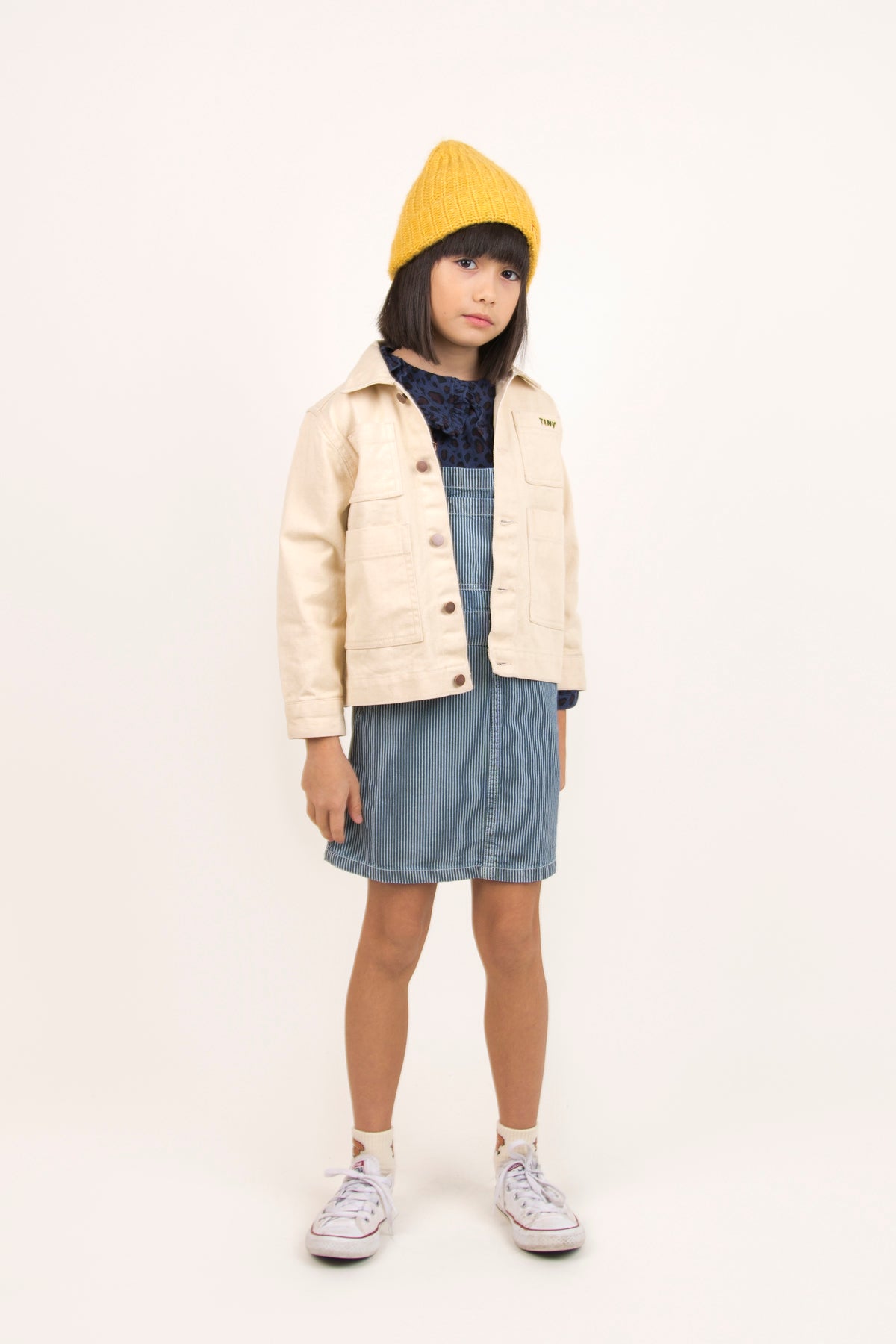 Girls Stripe Denim Cotton Short Dress
