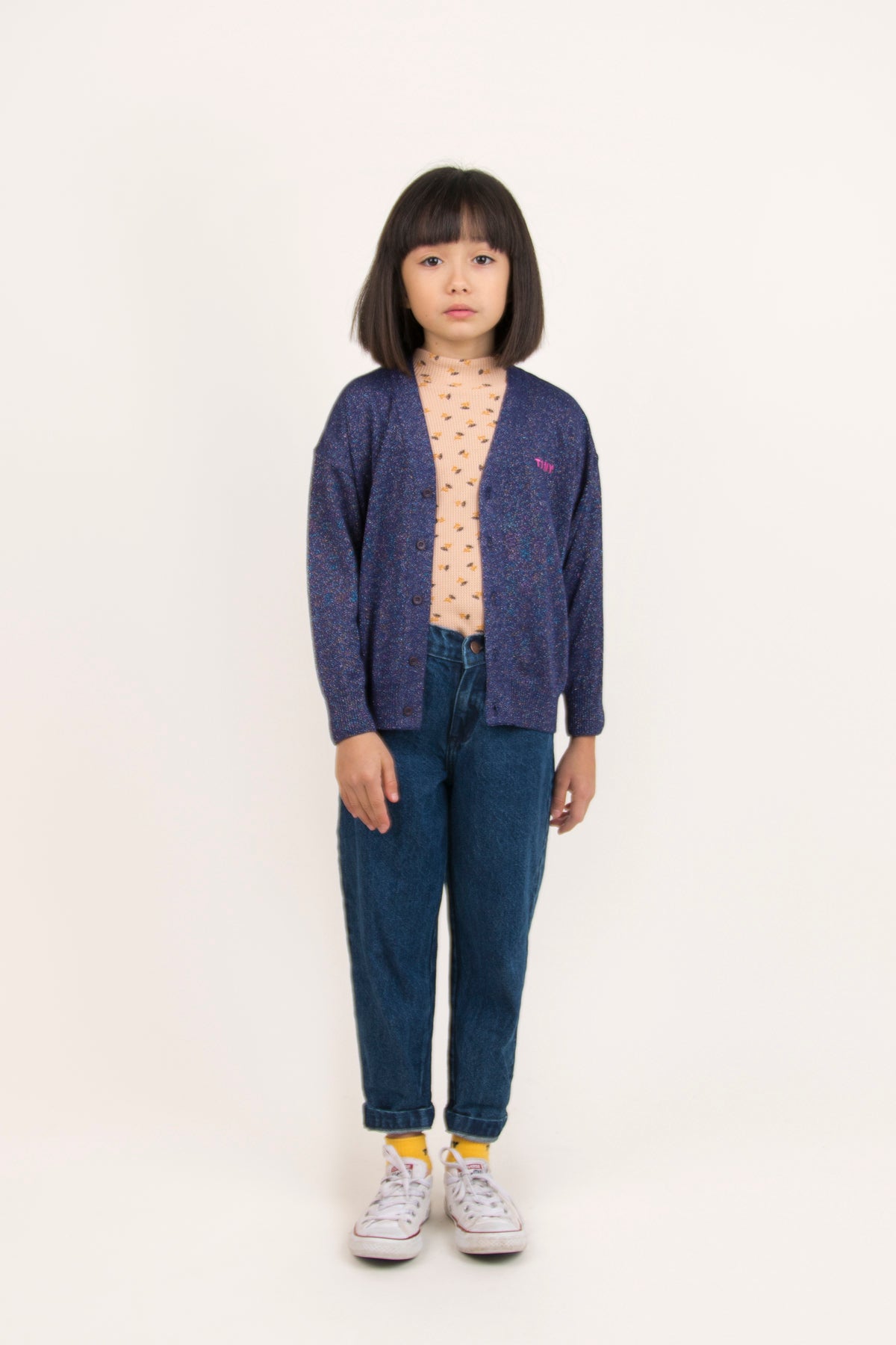 Boys & Girls Light Navy Shiny Cardigan