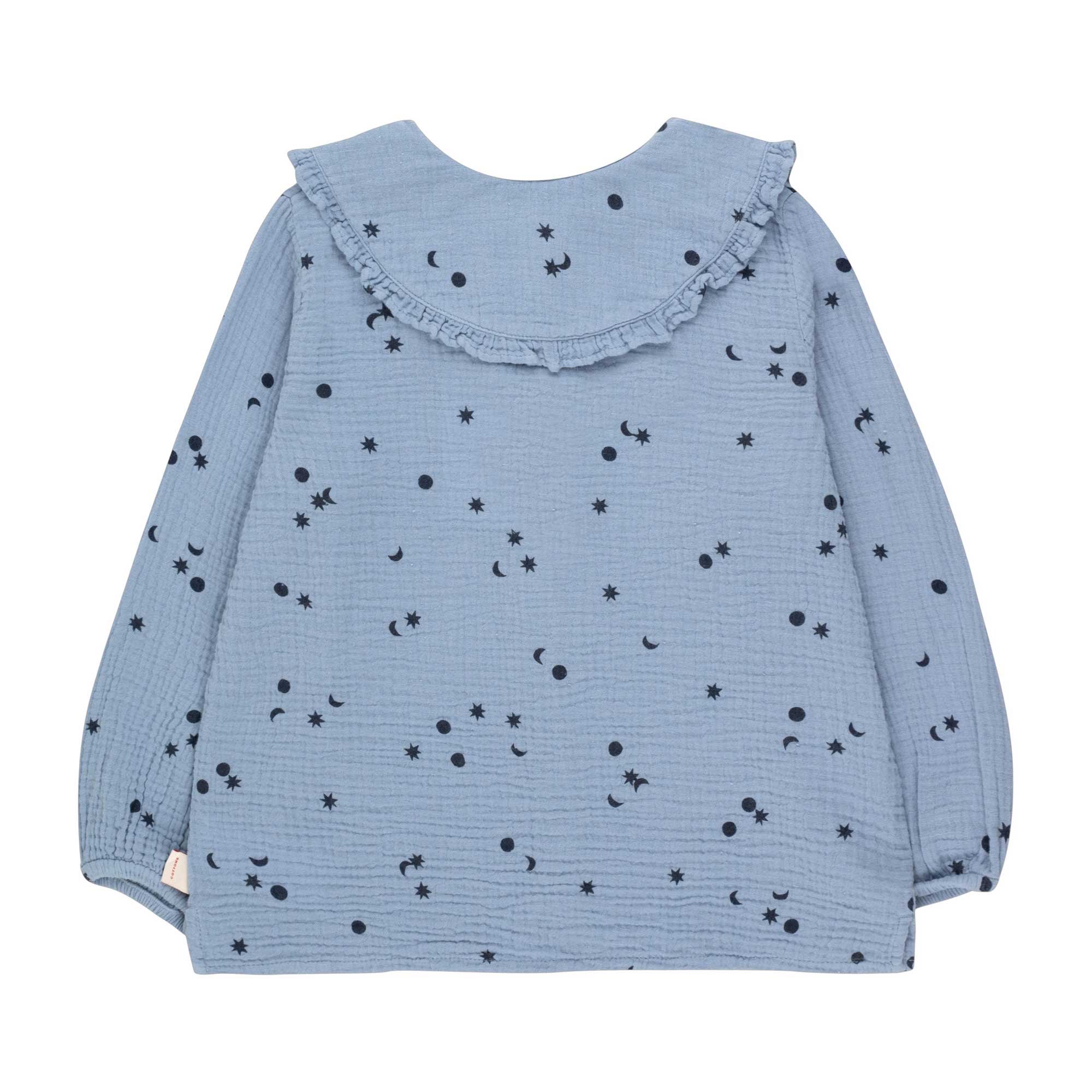 Girls Blue Printed Cotton Shirt