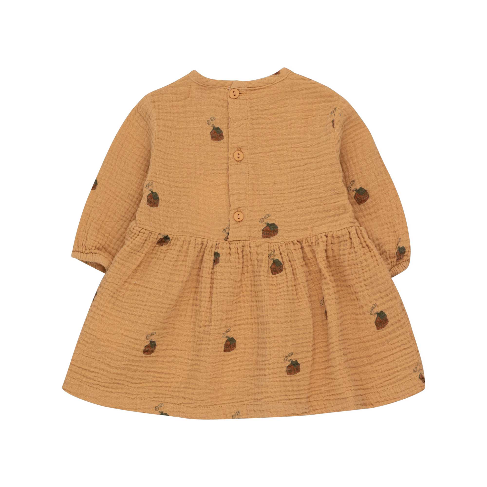 Baby Girls Brown Printed Cotton Dress