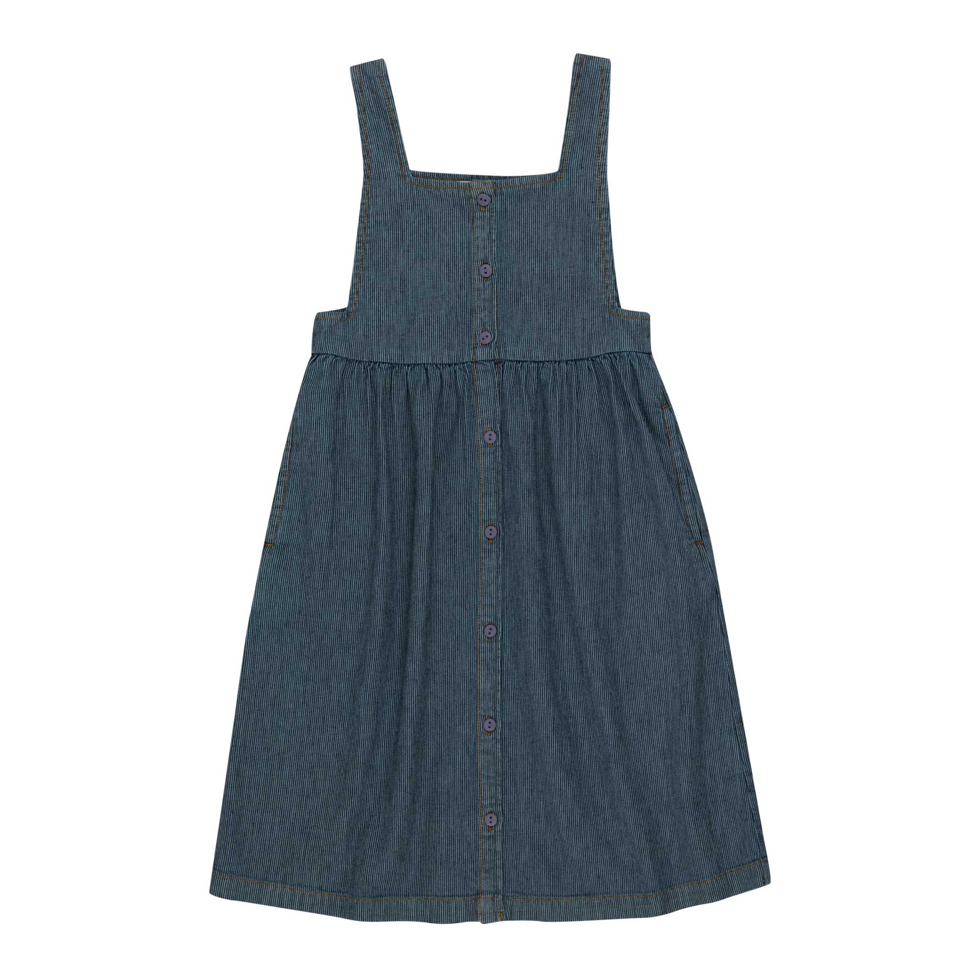 Girls Blue Stripes Denim Dress