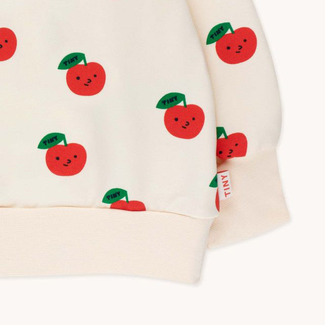 Boys & Girls White Apple Printed Cotton Sweatshirt