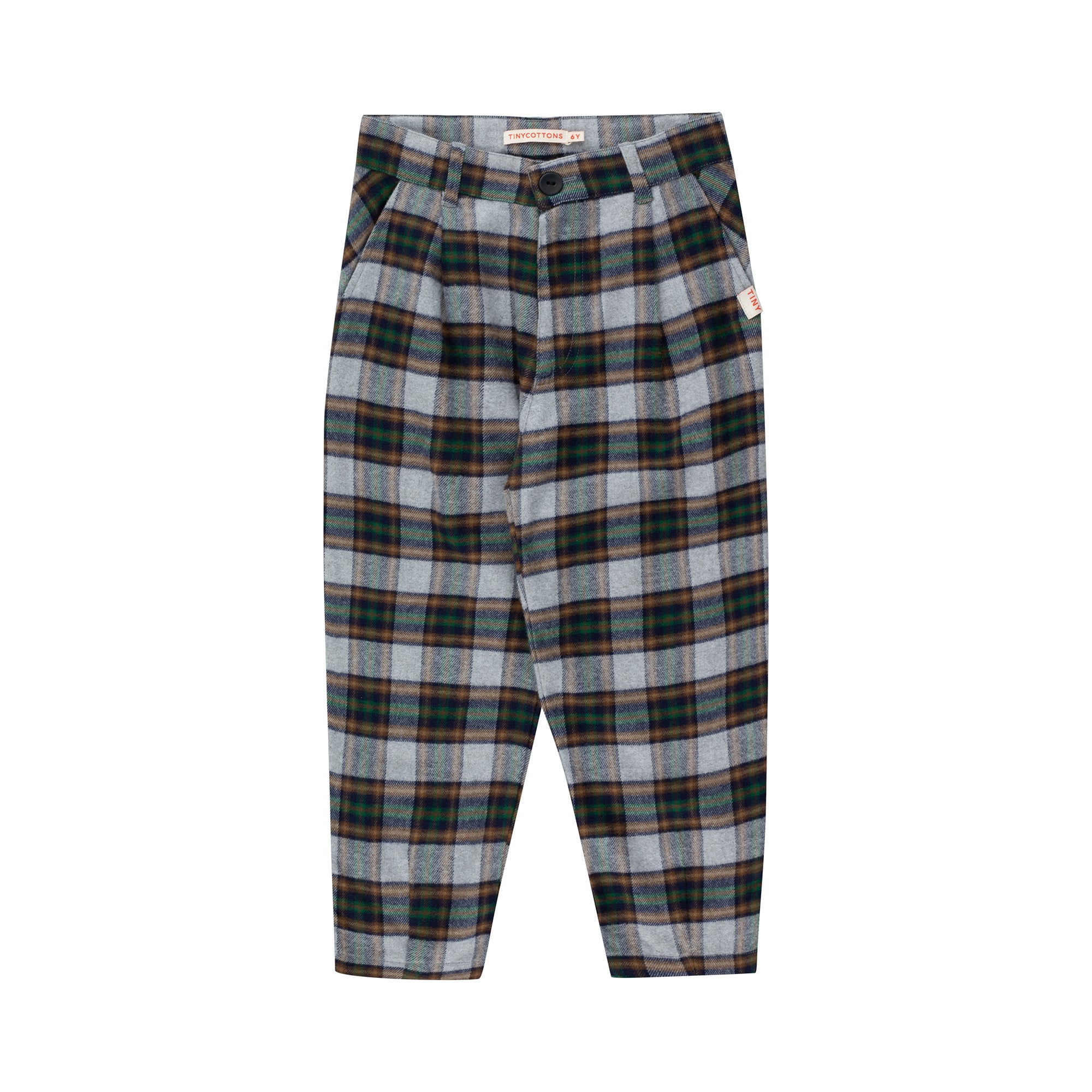 Boys & Girls Grey Check Cotton Trousers